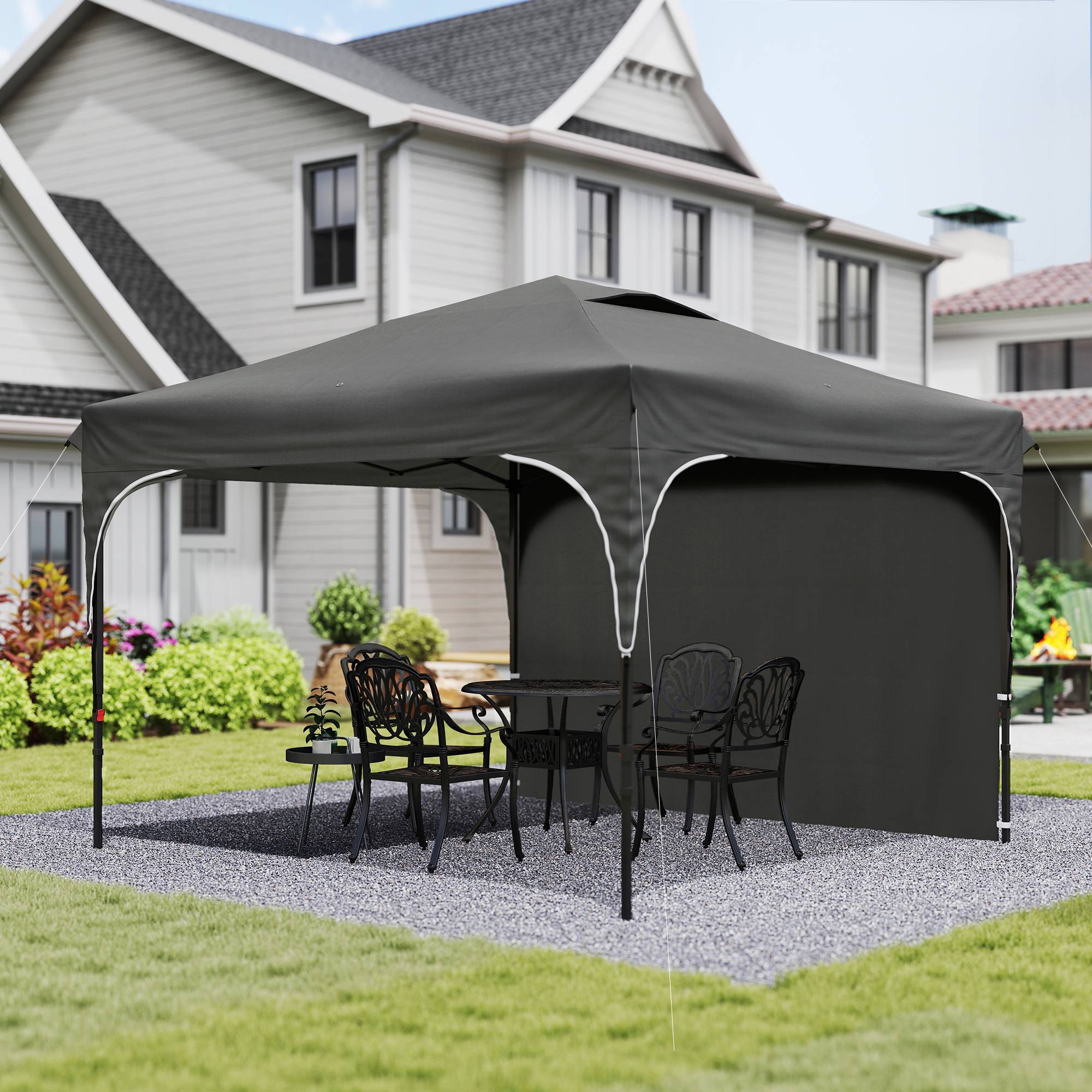 Outsunny - Tonnelle barnum pliante jardin 3x3x2,65m paroi latérale amovible sac transport acier/tissu Oxford gris - Outsunny - Image 4