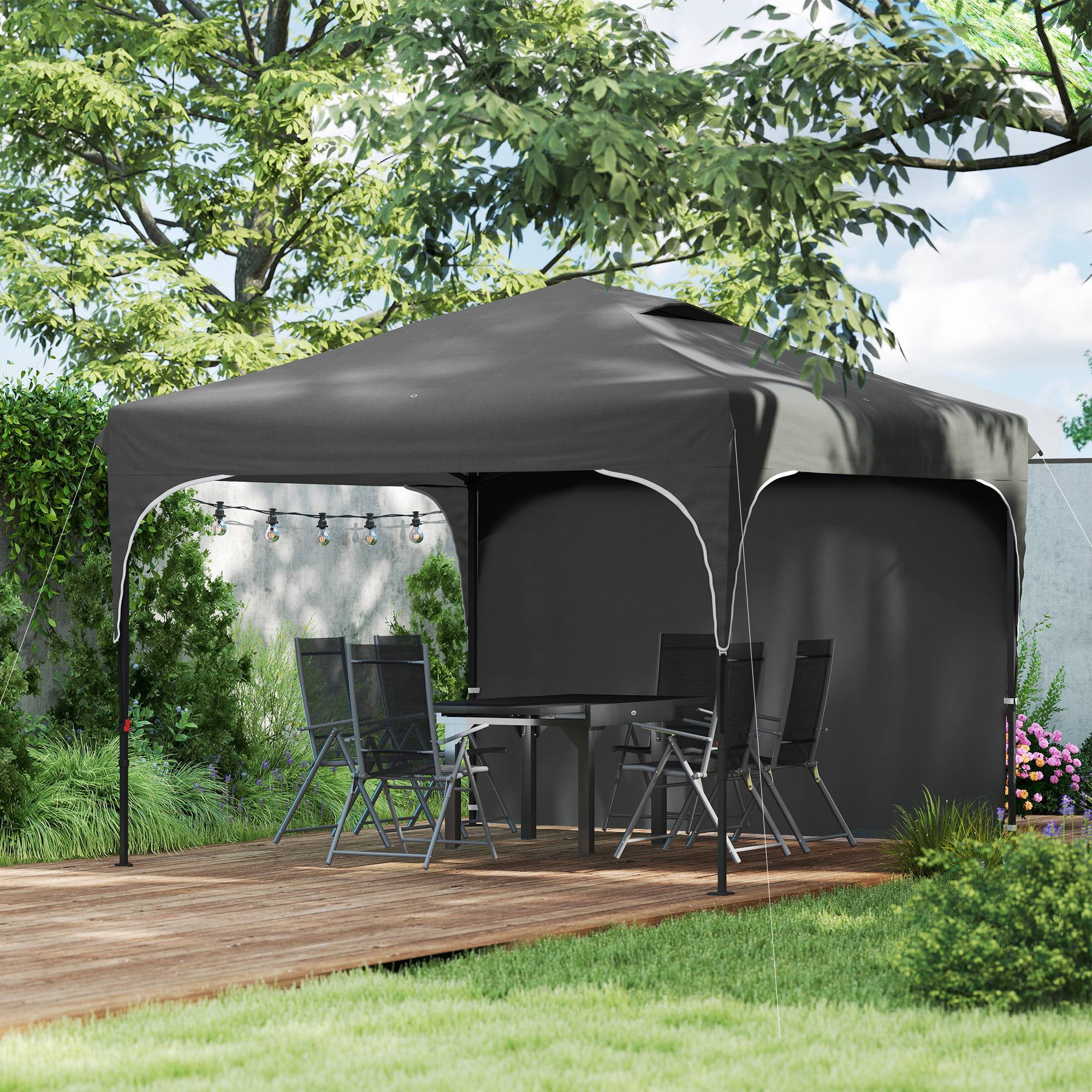 Outsunny - Tonnelle barnum pliante jardin 3x3x2,65m paroi latérale amovible sac transport acier/tissu Oxford gris - Outsunny - Image 5