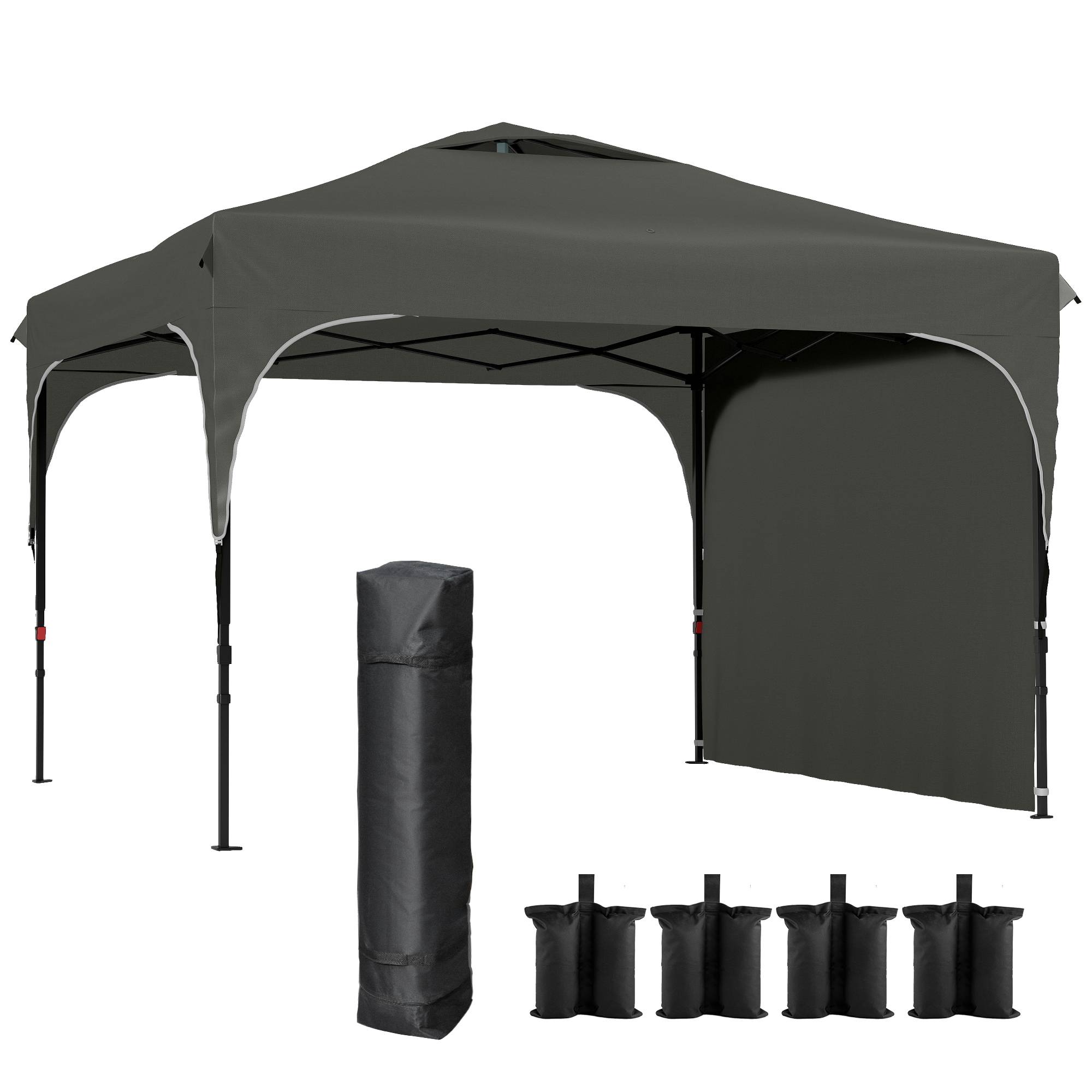 Outsunny - Tonnelle barnum pliante jardin 3x3x2,65m paroi latérale amovible sac transport acier/tissu Oxford gris - Outsunny - Image 1