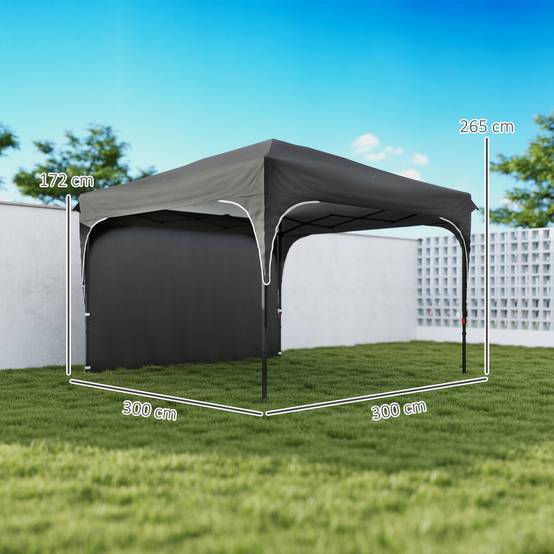 Outsunny - Tonnelle barnum pliante jardin 3x3x2,65m paroi latérale amovible sac transport acier/tissu Oxford gris - Outsunny - Image 3
