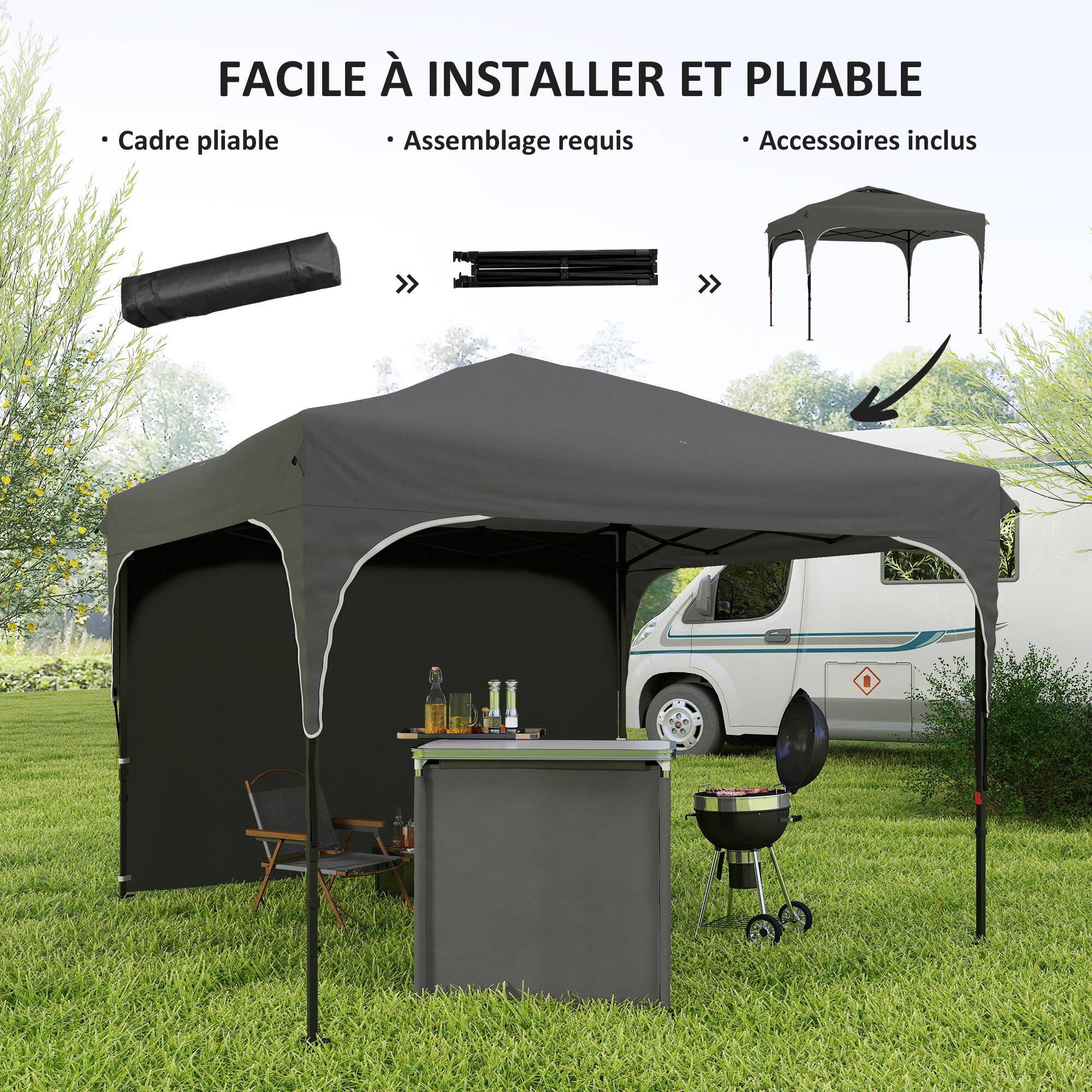 Outsunny - Tonnelle barnum pliante jardin 3x3x2,65m paroi latérale amovible sac transport acier/tissu Oxford gris - Outsunny - Image 7