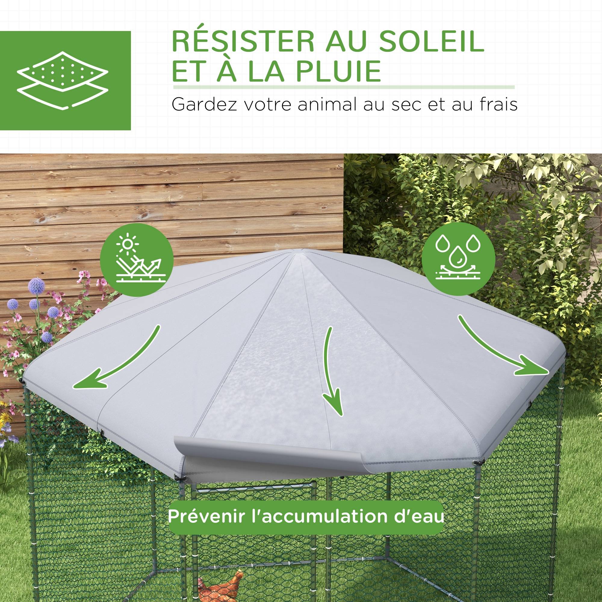 Enclos Poulailler Acier Galvanisé 6.86 m² - Parc Extérieur Grillagé avec Bâche - ComfortXL Outdoor Living - Image 6
