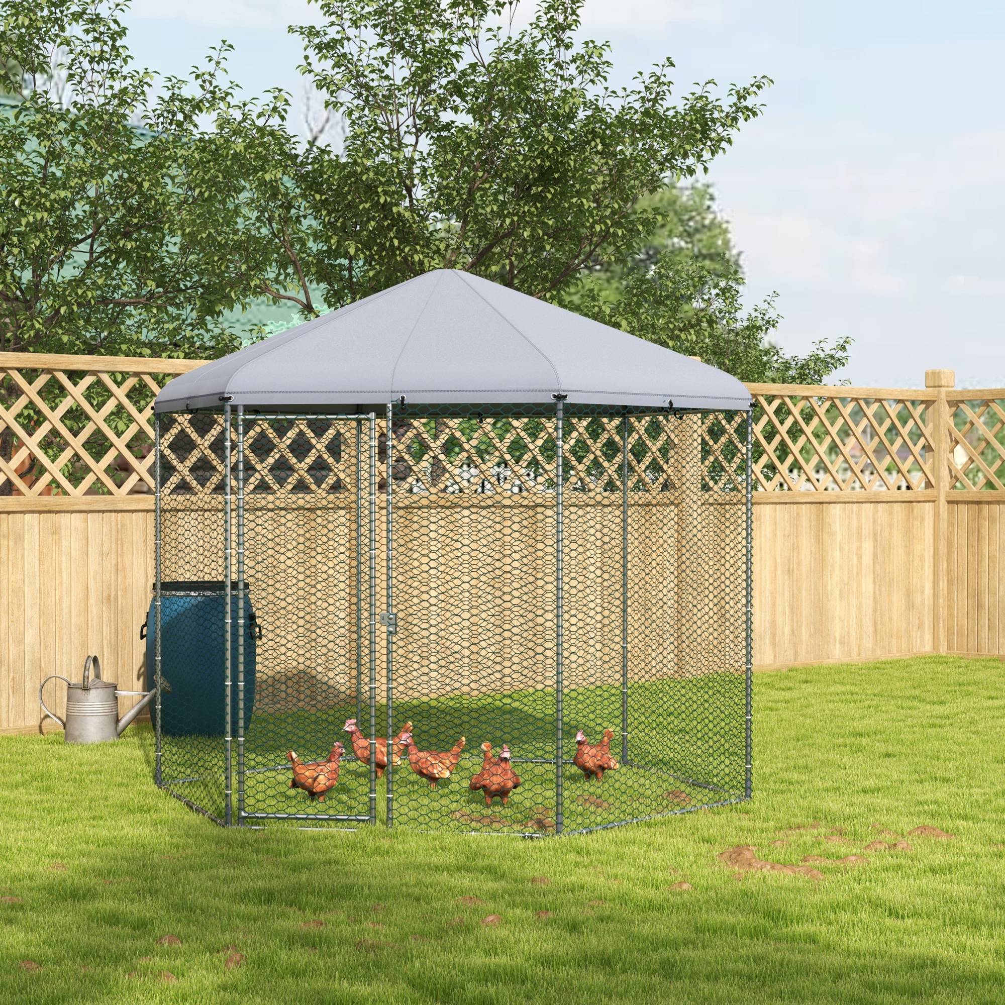 Enclos Poulailler Acier Galvanisé 6.86 m² - Parc Extérieur Grillagé avec Bâche - ComfortXL Outdoor Living - Image 4
