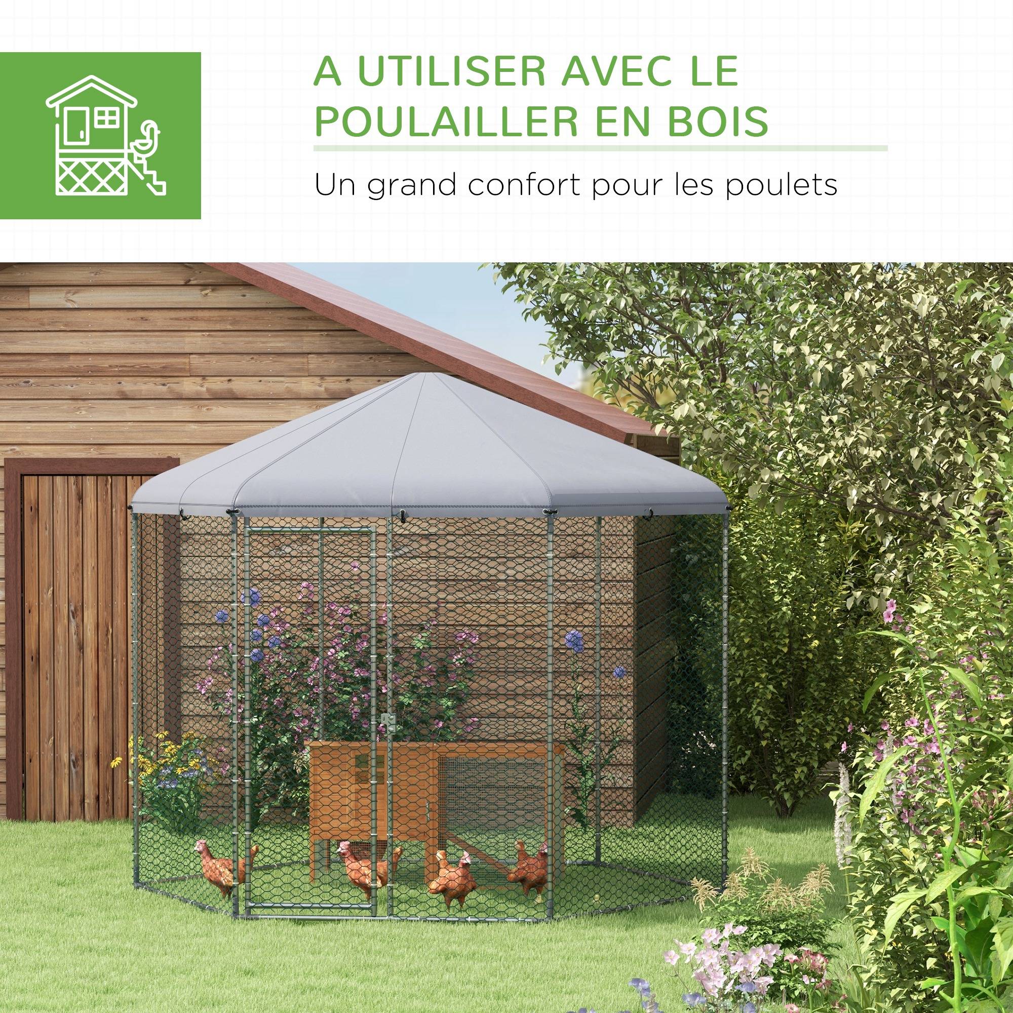 Enclos Poulailler Acier Galvanisé 6.86 m² - Parc Extérieur Grillagé avec Bâche - ComfortXL Outdoor Living - Image 7