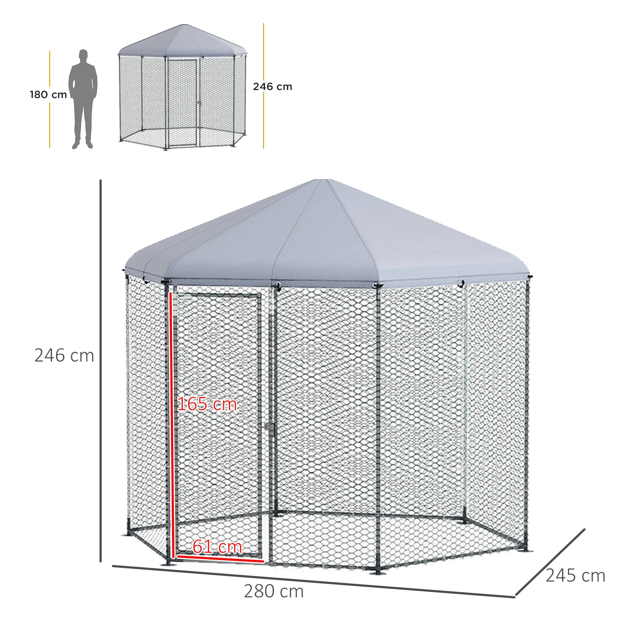 Enclos Poulailler Acier Galvanisé 6.86 m² - Parc Extérieur Grillagé avec Bâche - ComfortXL Outdoor Living - Image 5