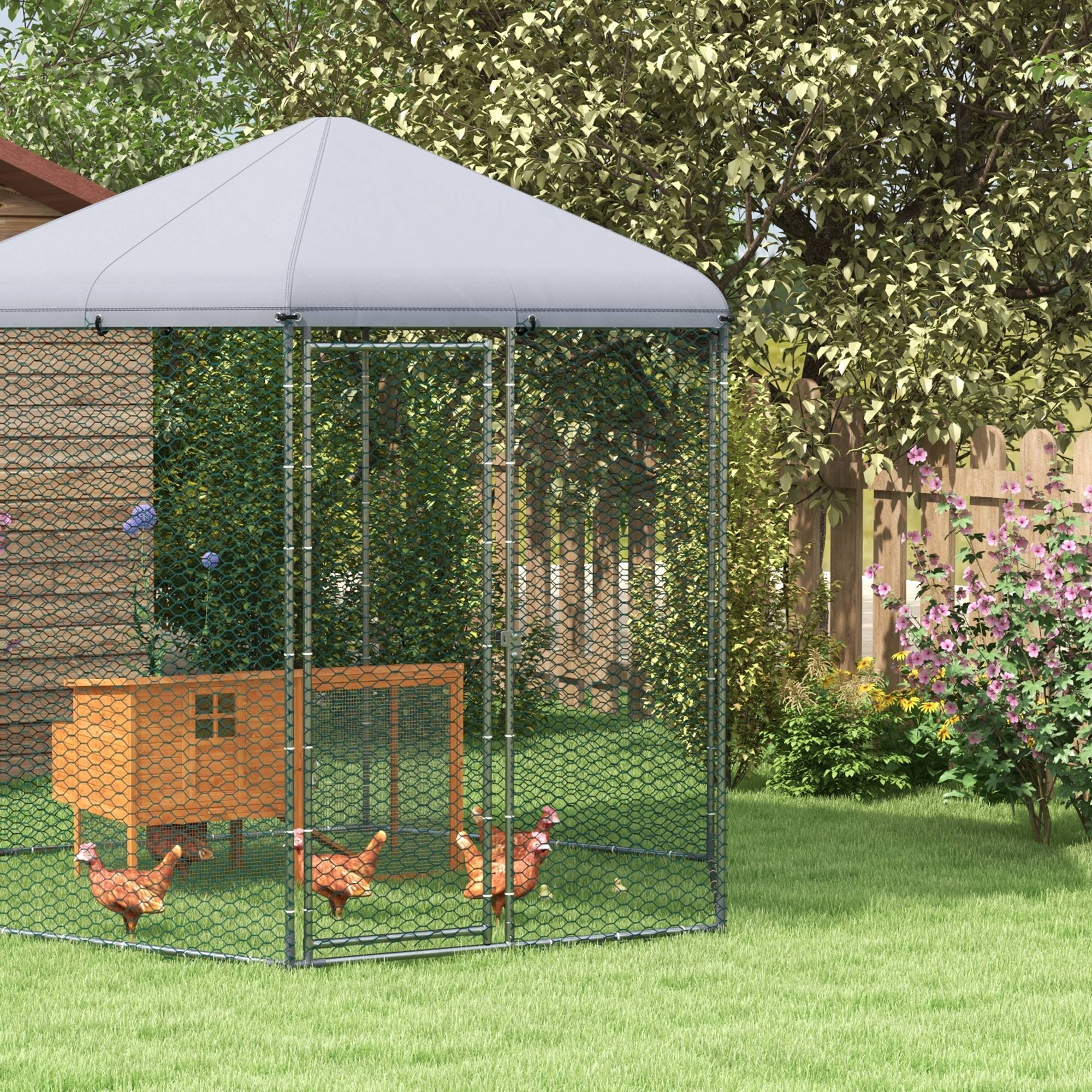 Enclos Poulailler Acier Galvanisé 6.86 m² - Parc Extérieur Grillagé avec Bâche - ComfortXL Outdoor Living - Image 10