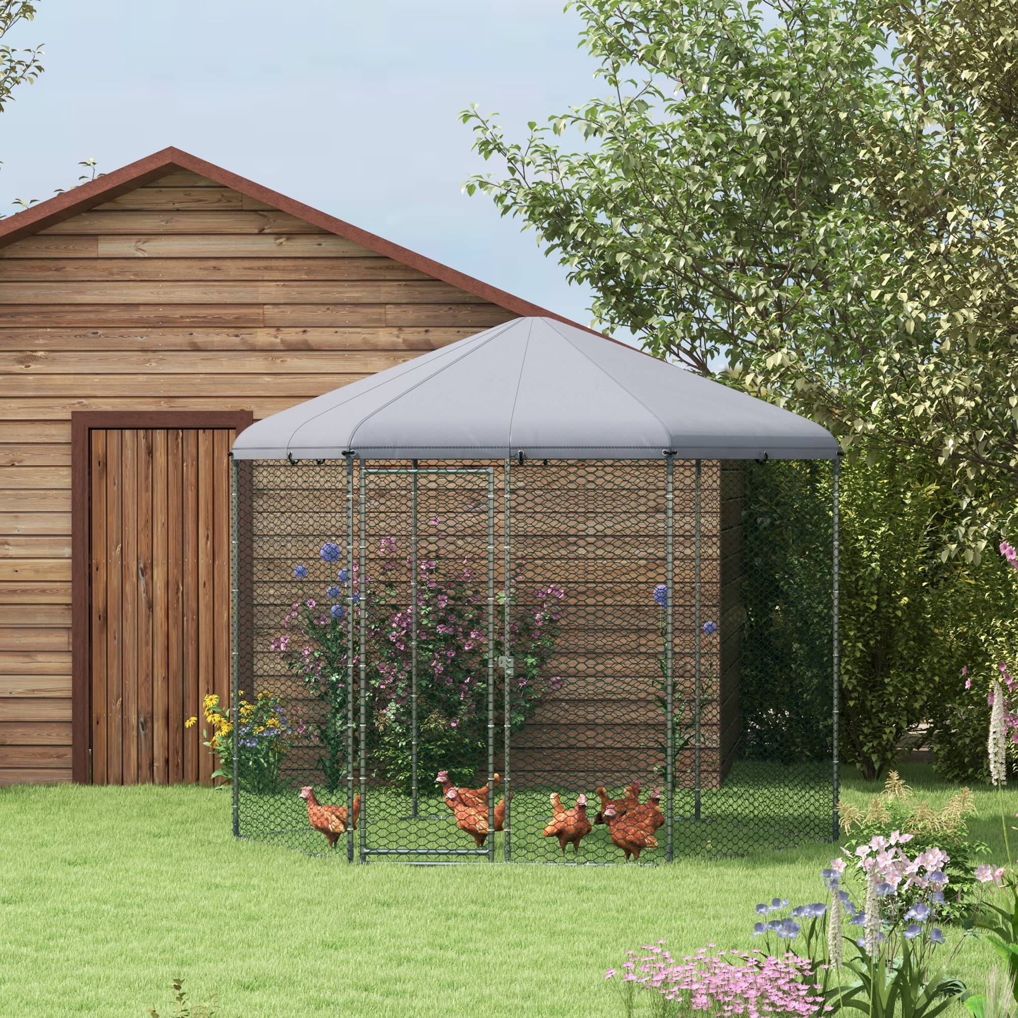 Enclos Poulailler Acier Galvanisé 6.86 m² - Parc Extérieur Grillagé avec Bâche - ComfortXL Outdoor Living - Image 3