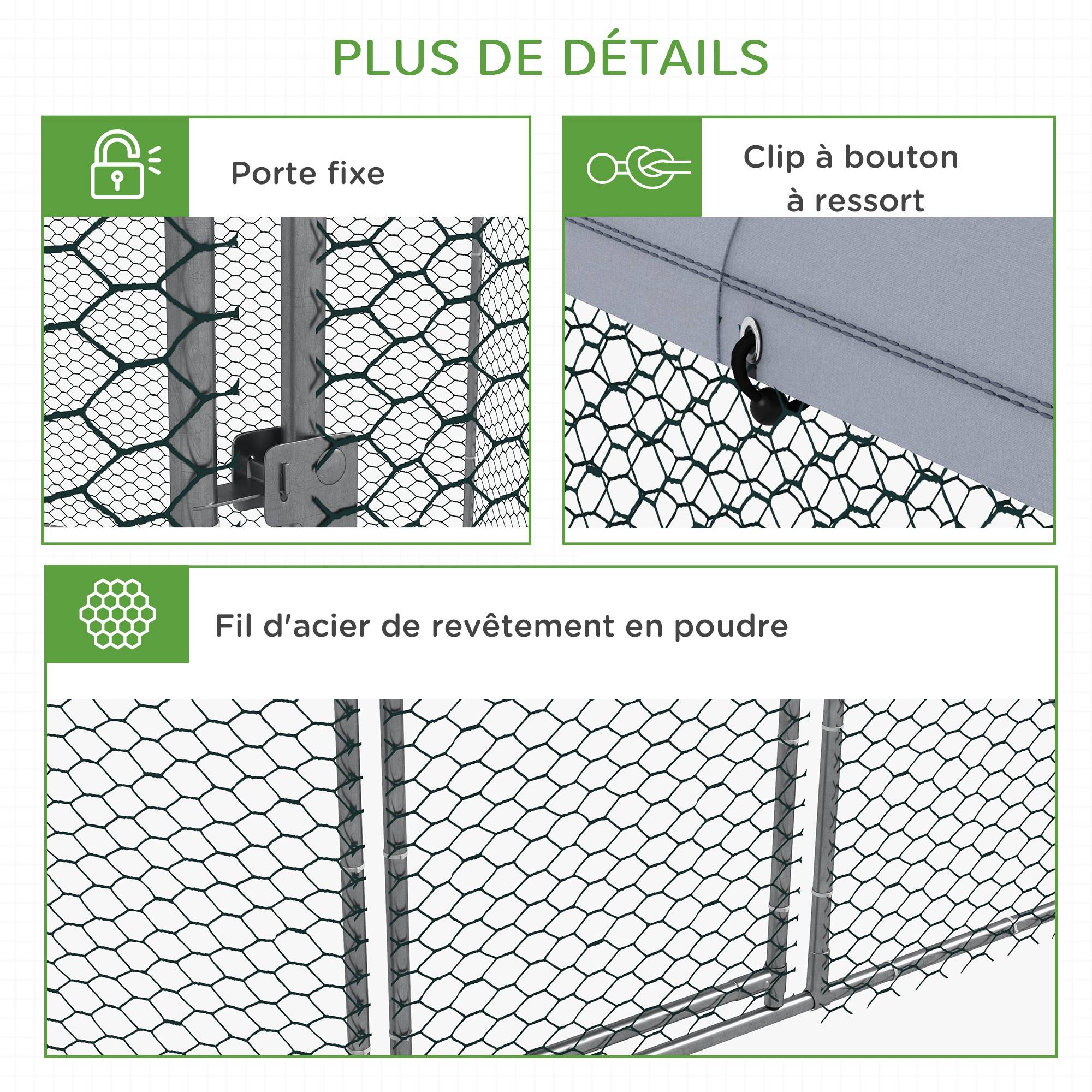 Enclos Poulailler Acier Galvanisé 6.86 m² - Parc Extérieur Grillagé avec Bâche - ComfortXL Outdoor Living - Image 9