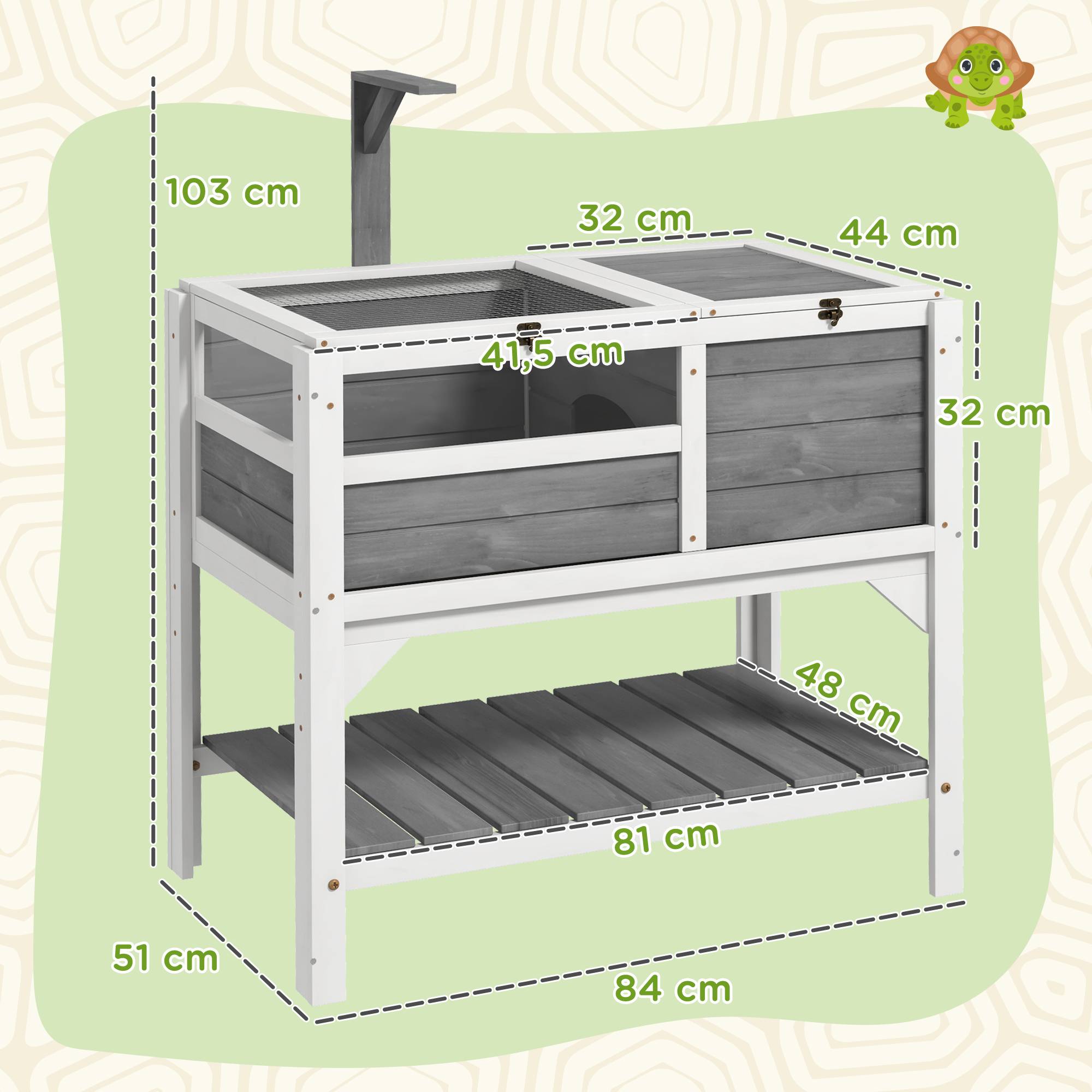 Enclos pour tortues bois naturel 84 x 51 x 105 cm - PANGIVO - Image 5