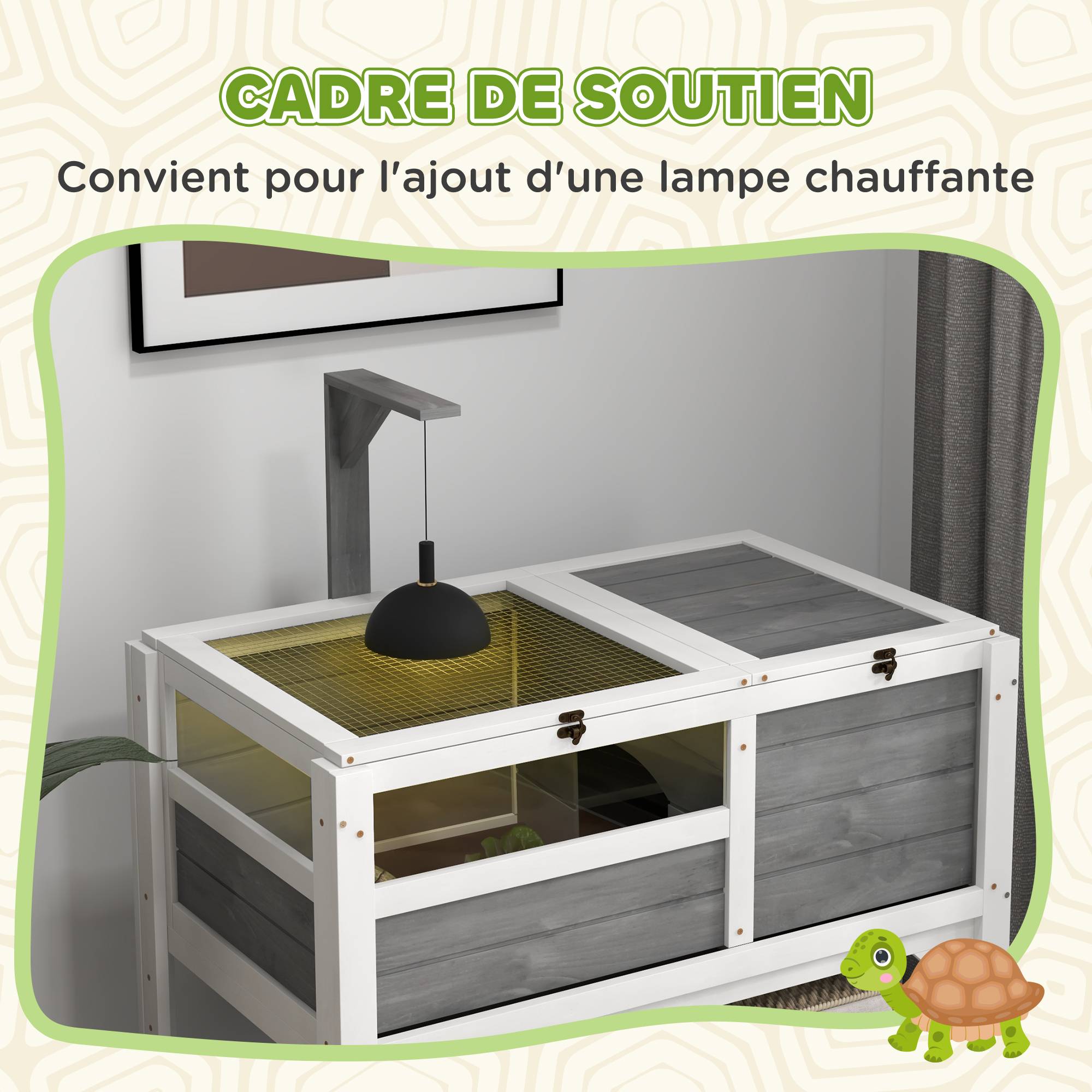 Enclos pour tortues bois naturel 84 x 51 x 105 cm - PANGIVO - Image 7