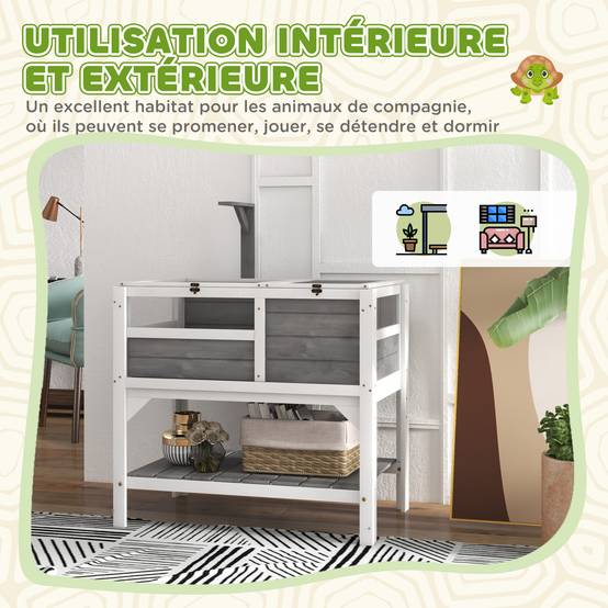 Enclos pour tortues bois naturel 84 x 51 x 105 cm - PANGIVO - Image 10
