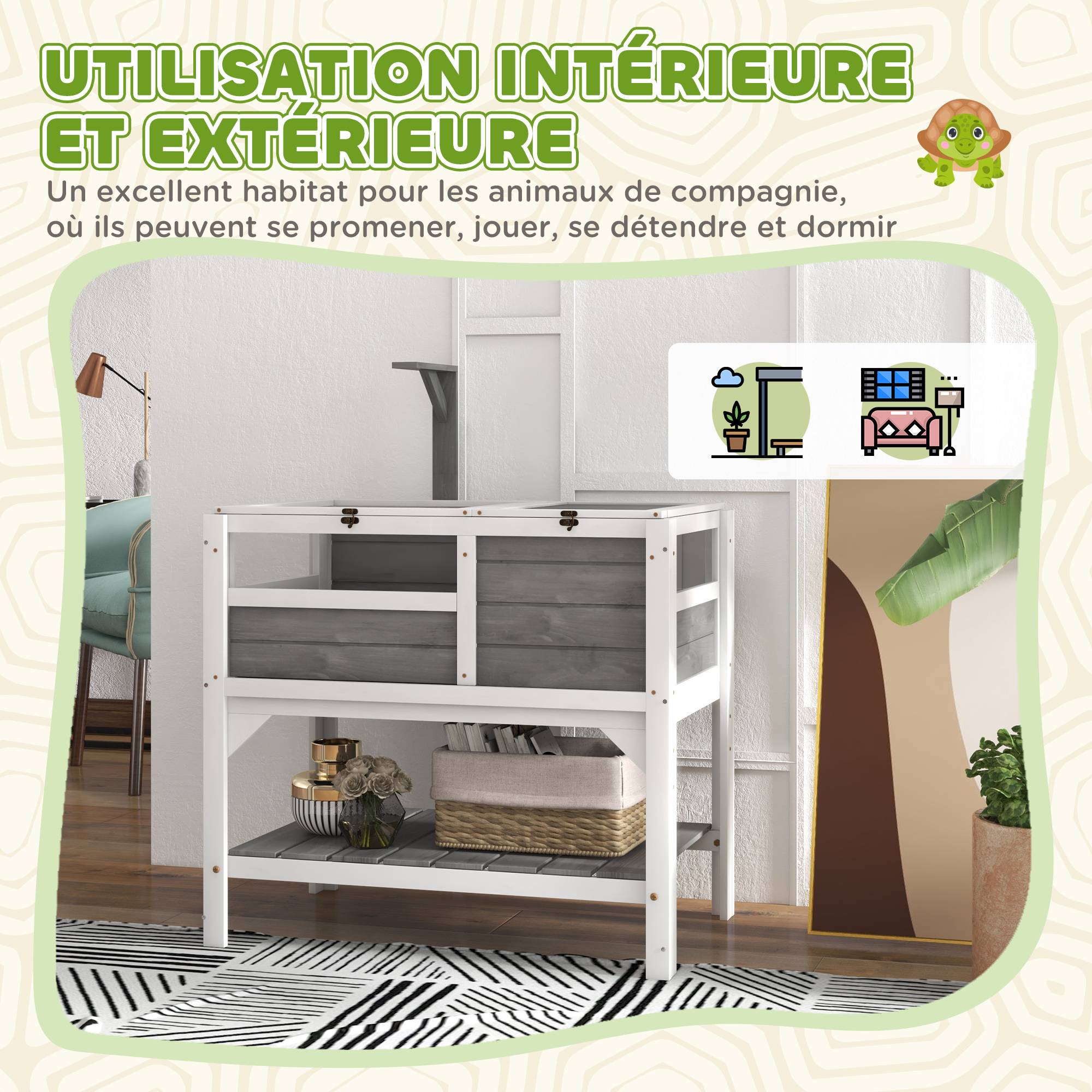 Enclos pour tortues bois naturel 84 x 51 x 105 cm - PANGIVO - Image 10