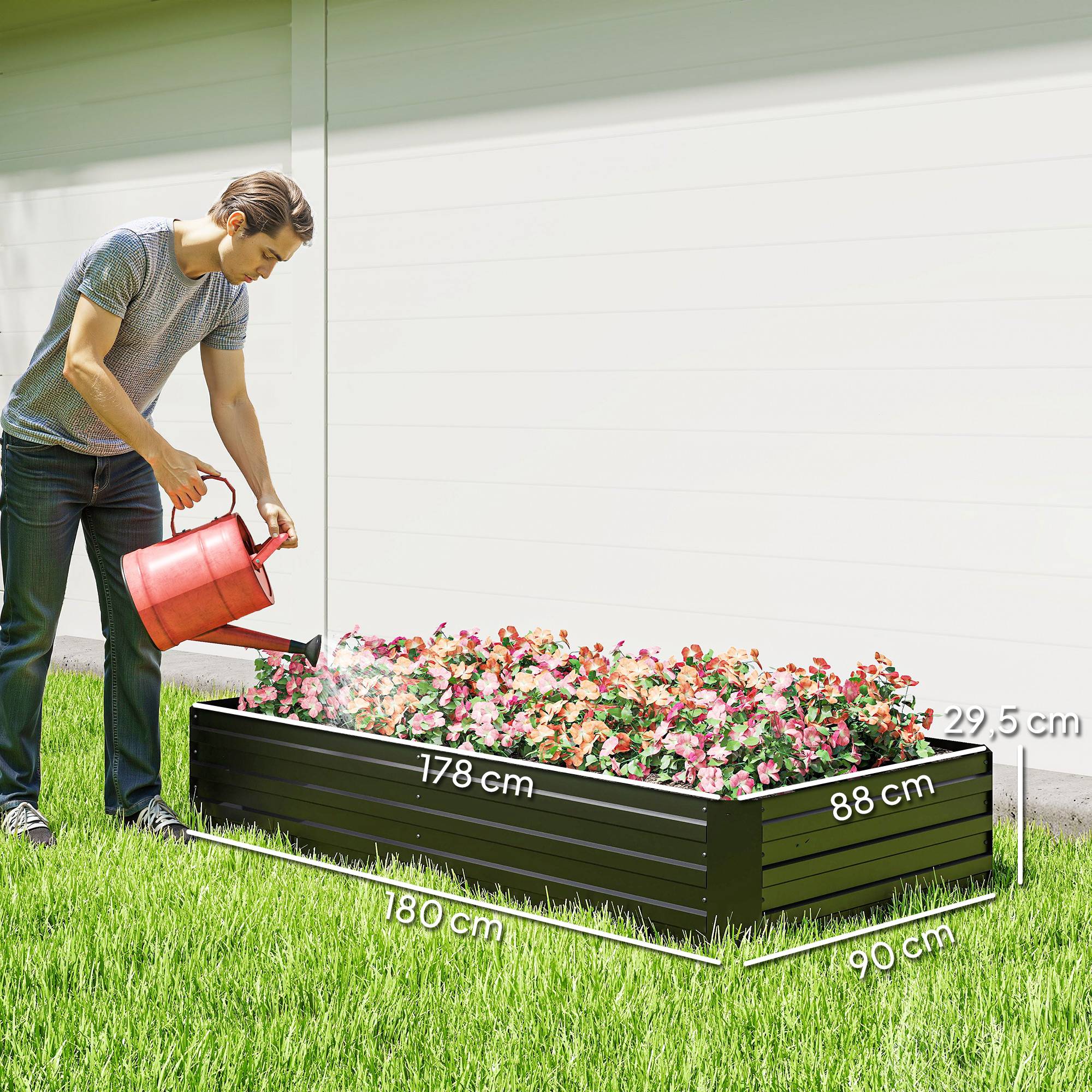 ComfortXL - Carré potager acier galvanisé extérieur tuteurs grimpantes 180cm noir - ComfortXL Outdoor Living - Image 5