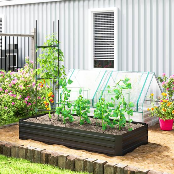 ComfortXL - Carré potager acier galvanisé extérieur tuteurs grimpantes 180cm noir - ComfortXL Outdoor Living - Image 3
