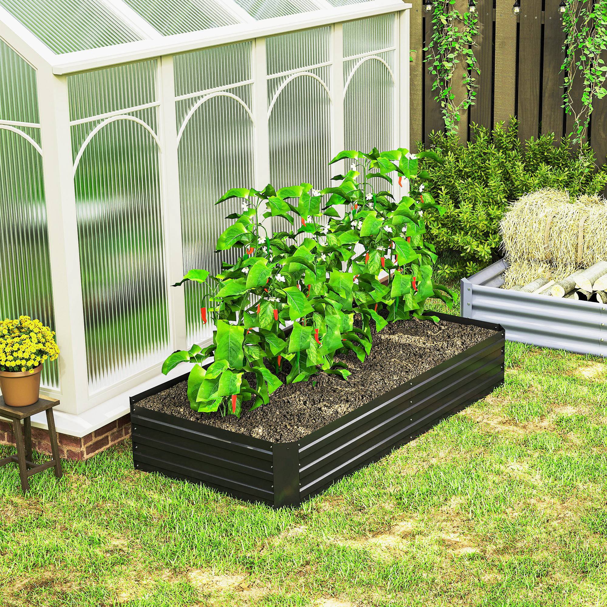 ComfortXL - Carré potager acier galvanisé extérieur tuteurs grimpantes 180cm noir - ComfortXL Outdoor Living - Image 10