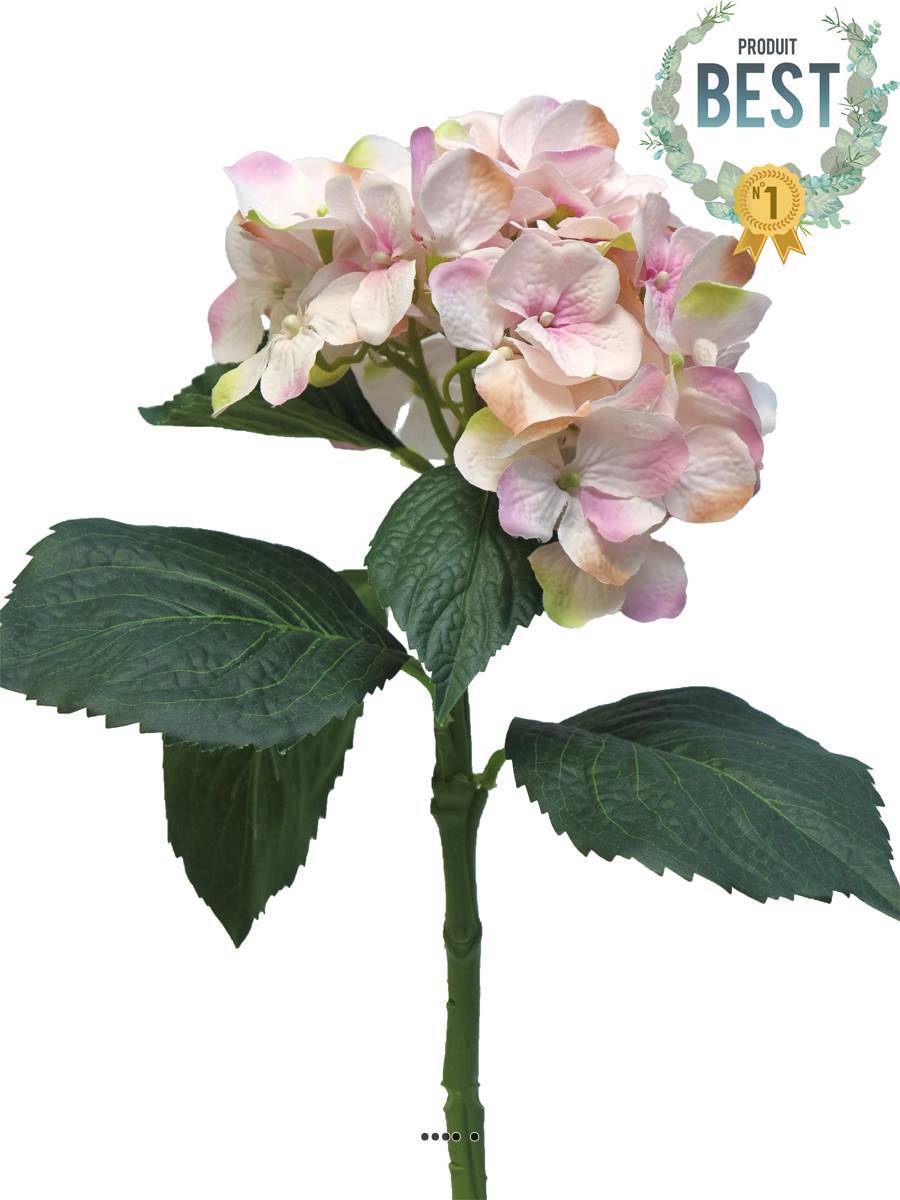 Hortensia artificiel en branche, H 48 cm Rose - BEST - couleur: Rose - Image 1