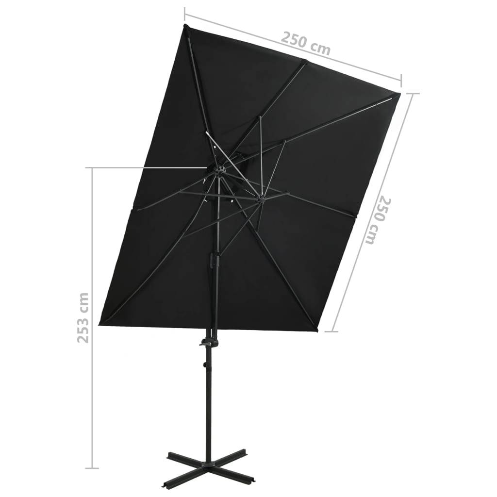 Helloshop26 - Parasol déporté à double toit 250 x 250 cm noir - Imagen 7