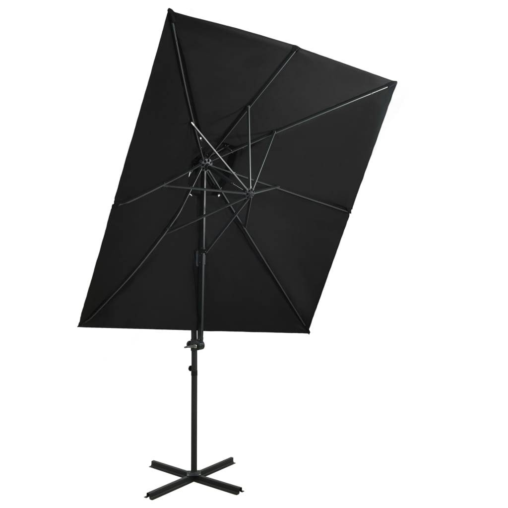 Helloshop26 - Parasol déporté à double toit 250 x 250 cm noir - Imagen 3