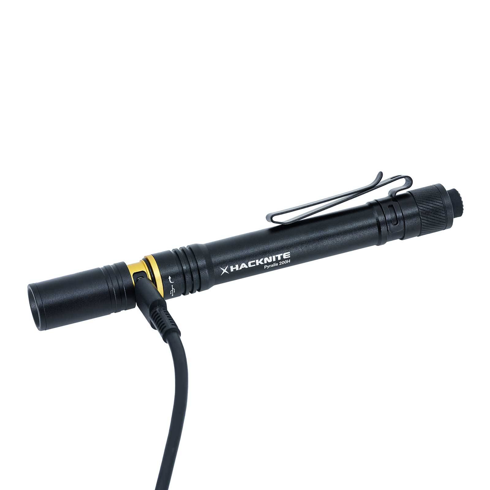 Lampe de Poche LED stylo hybride Rechargeable et Piles - PYRALIS 200H - 200 lumens -HACKNITE - Image 3