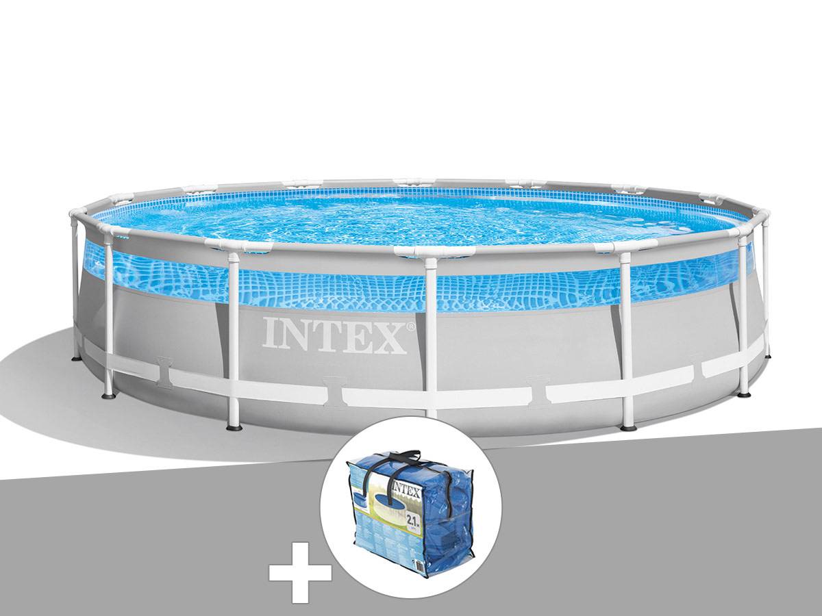 Kit piscine tubulaire Intex Prism Frame Clearview ronde 4,27 x 1,07 m + Bâche à bulles - Image 1