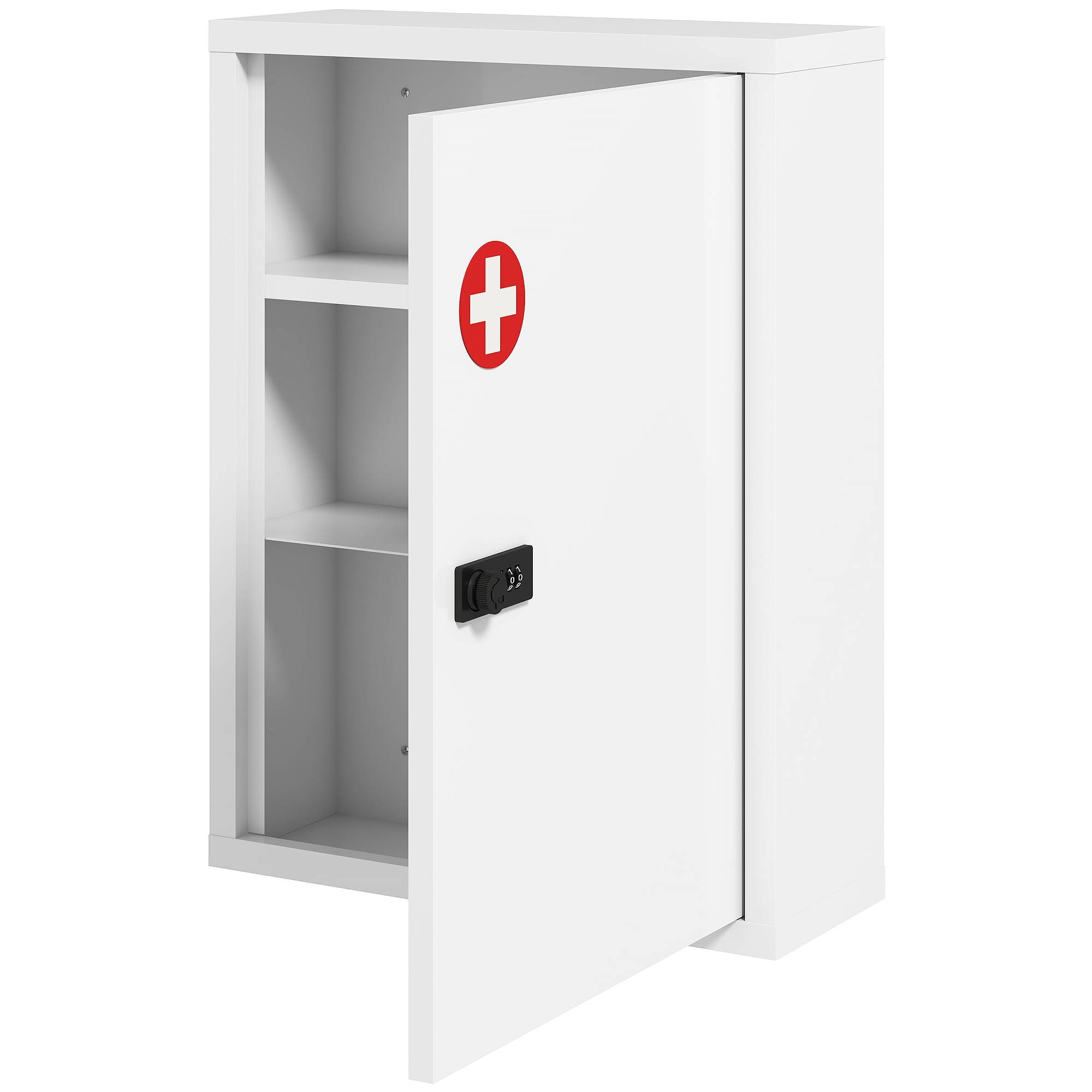 Sans Marque - Armoire pharmacie murale meuble salle bain serrure combinaison porte compartiments rangement blanche - Image 2