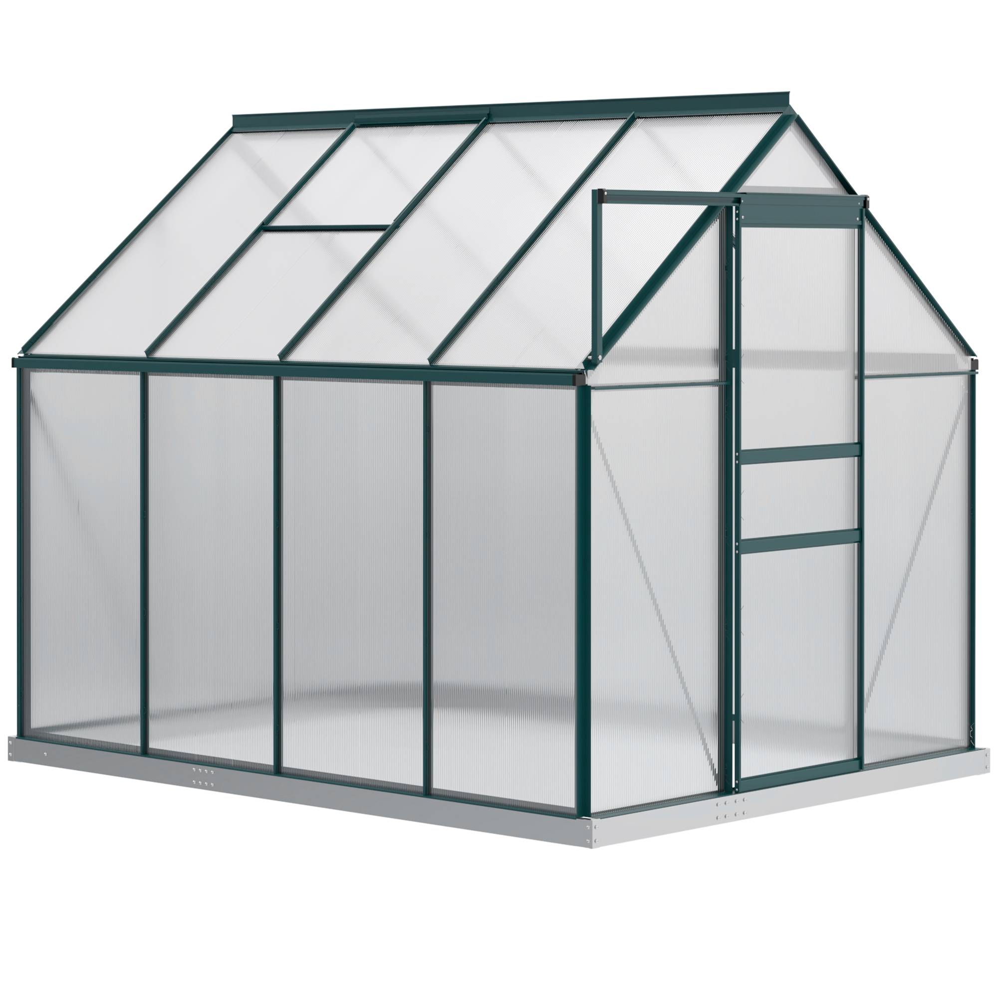 Sans Marque - Serre de jardin en polycarbonate, métal et aluminium, anti-UV et coupe-vent, 190 x 253 x 199 cm, verte - Image 2