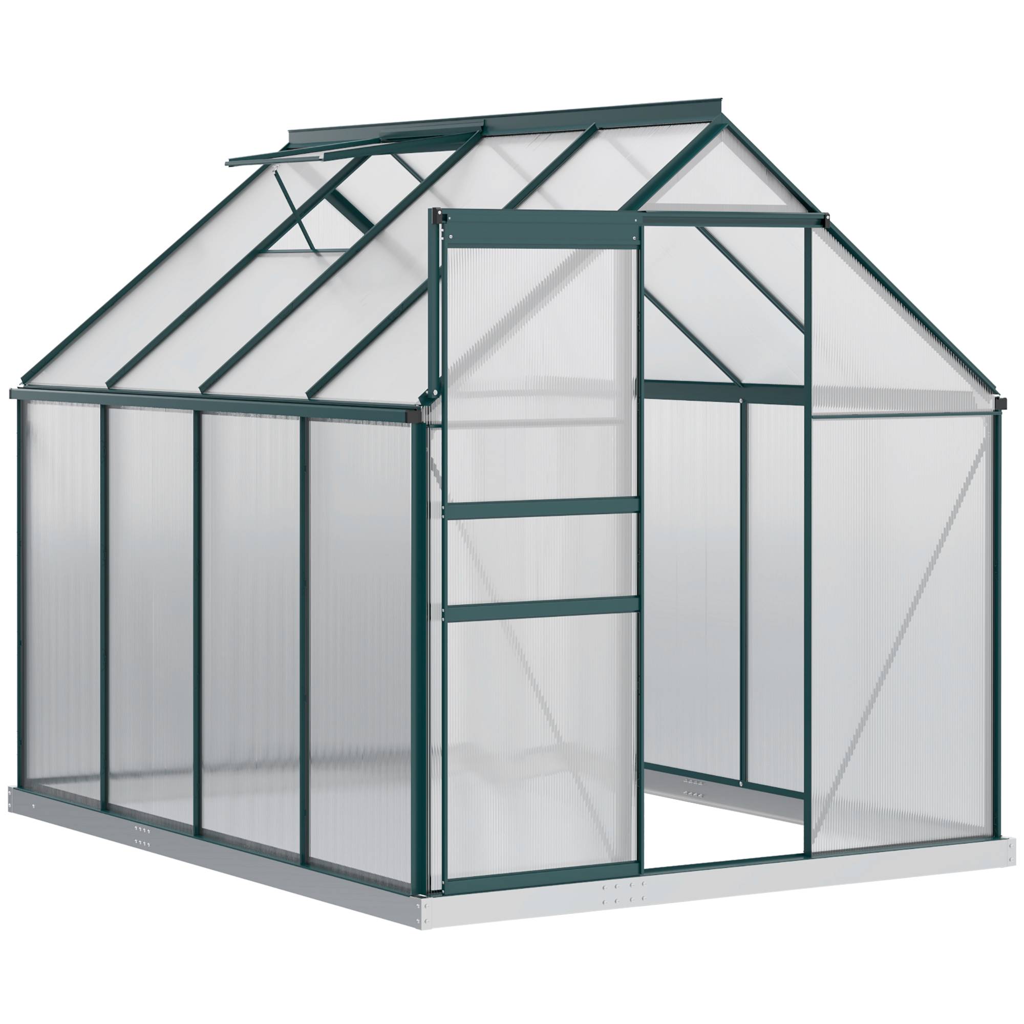Sans Marque - Serre de jardin en polycarbonate, métal et aluminium, anti-UV et coupe-vent, 190 x 253 x 199 cm, verte - Image 1