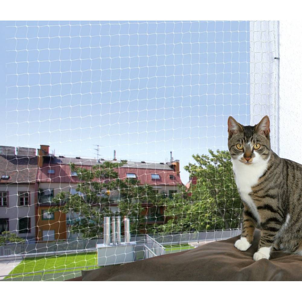 Filet de protection pour fenêtre 2 x 1,5 m, transparent pour chat - Image 1