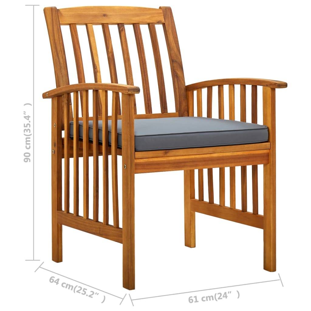 Chaise bois composite bois d'acacia avec finition huilée gris  61 x 64 x 90 cm  - p3 - Image 9