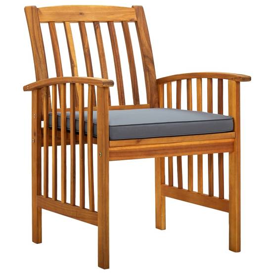 Chaise bois composite bois d'acacia avec finition huilée gris 61 x 64 x 90 cm - p3 - Image 1