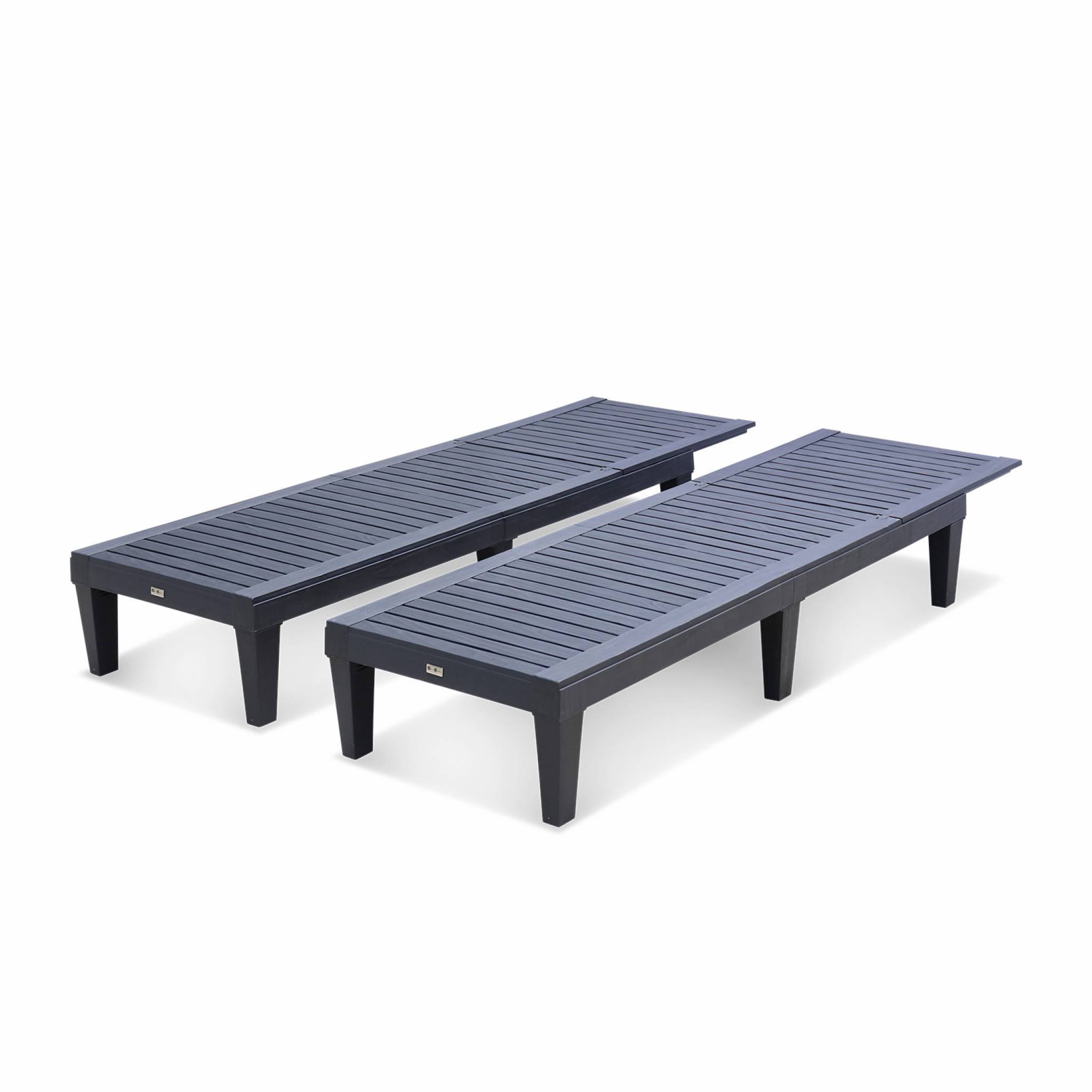 sweeek - Lot de 2 bains de soleil. PIA. transats multi positions. en plastique. noir | sweeek - Image 3