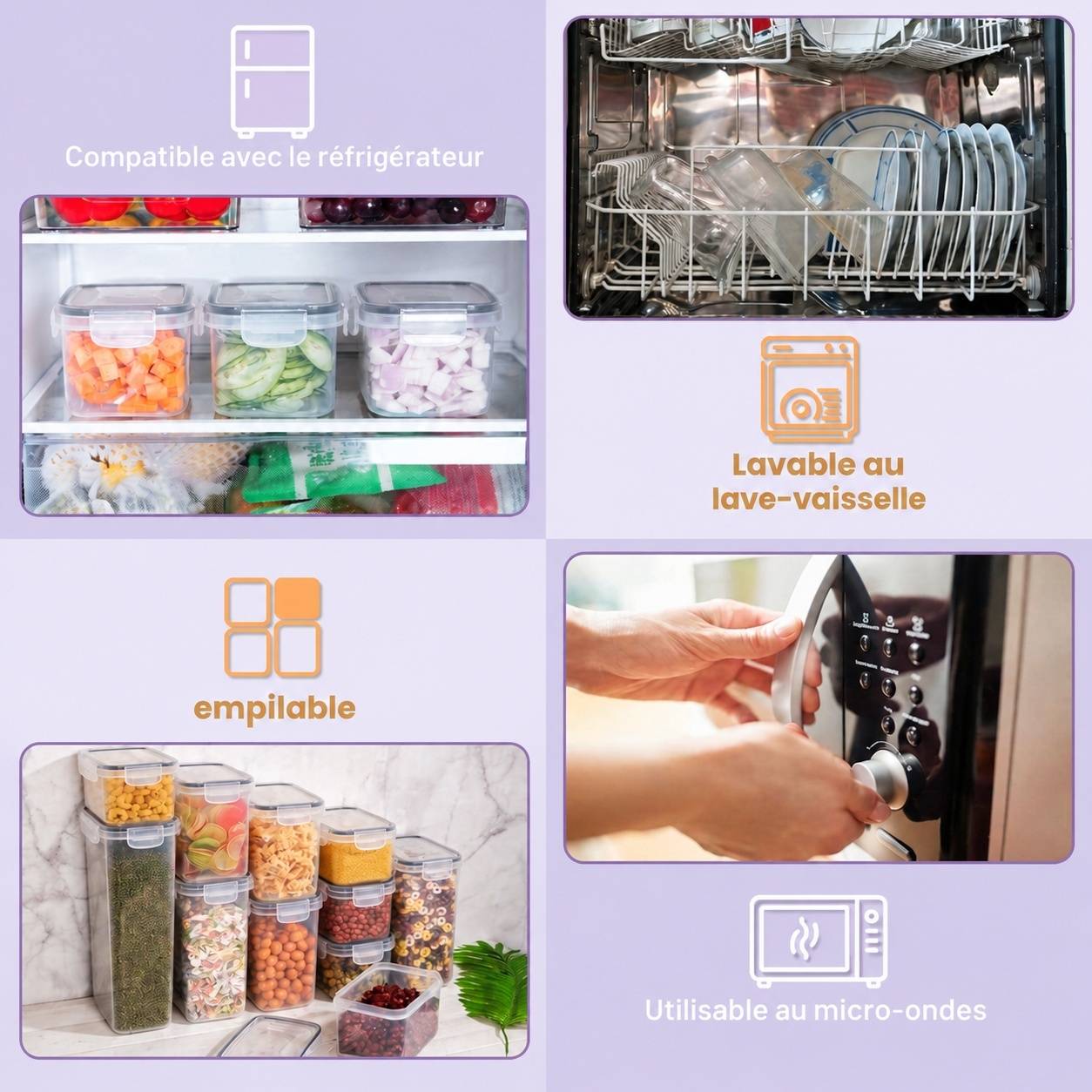 Set de 25 Boîtes de Rangement Alimentaire Hermétiques Empilables - Image 5