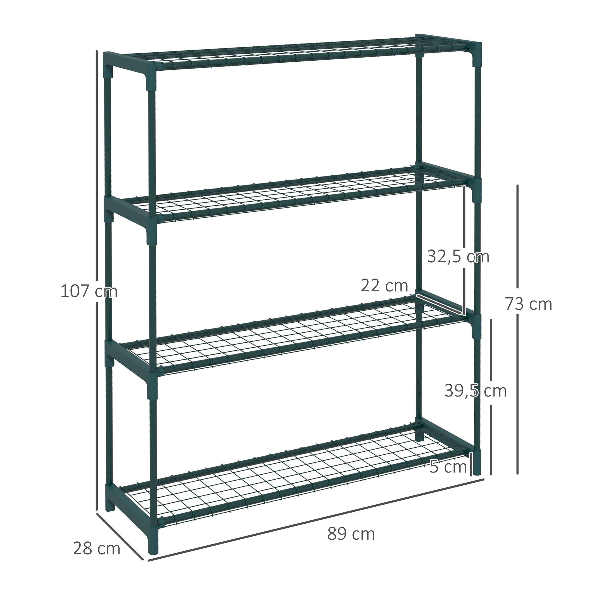 Sans Marque - Étagère à fleurs supports porte plante 4 niveaux, intérieur et extérieur en acier, dim. 89L x 28l x 107H cm, vert - Image 5