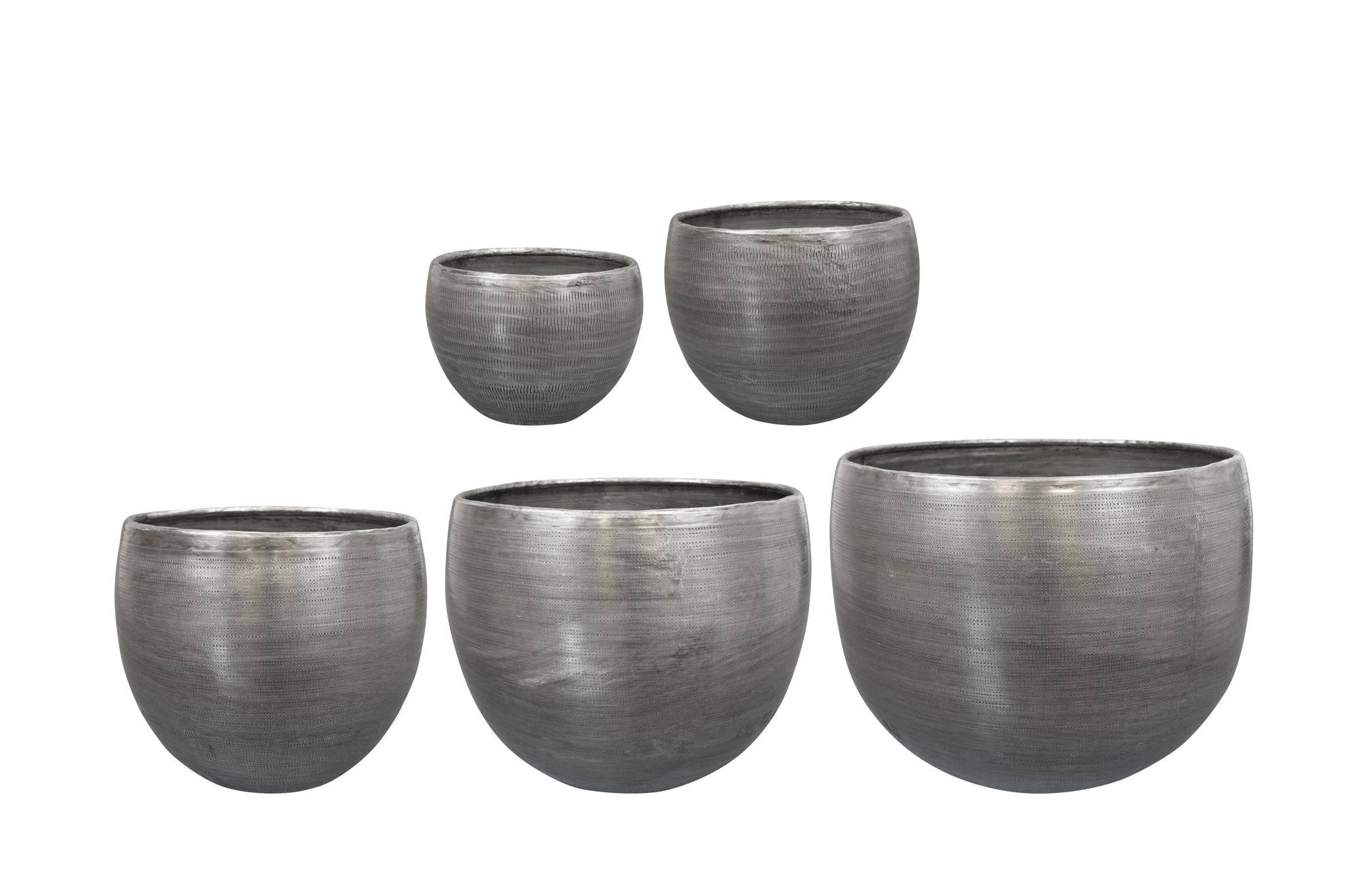 Set de 5 pots Rowen argentés - 38 cm- La Green Touch - Image 2