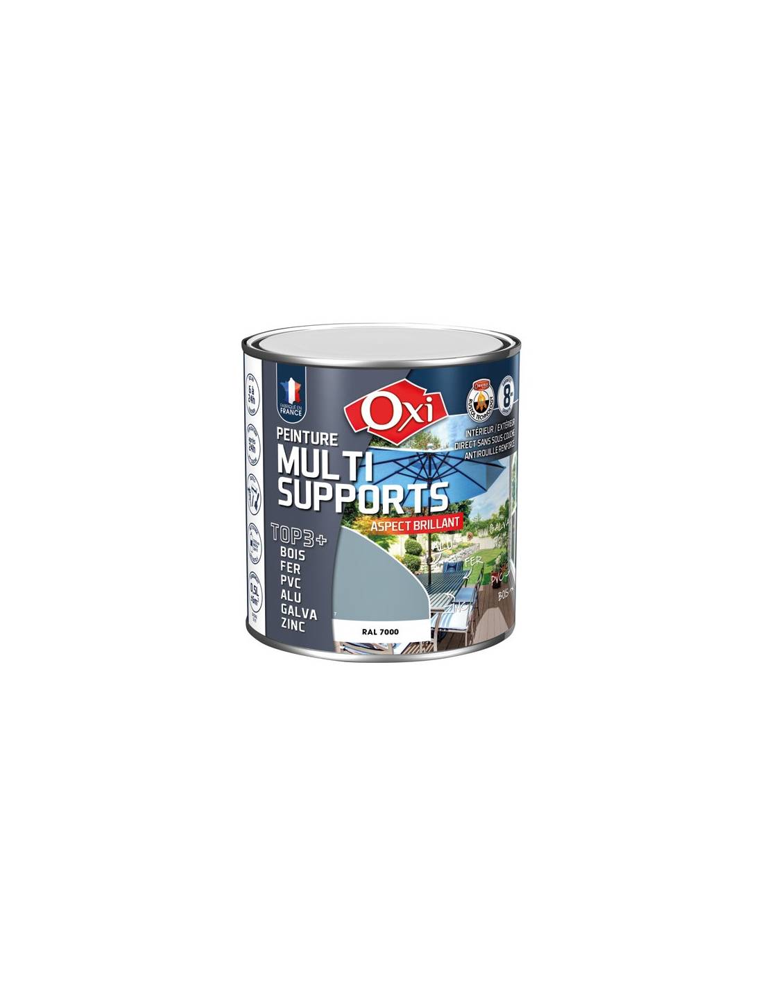 Peinture Oxi Gris Foncé Brillant Multi-supports (bois, Fer, Pvc) Et Haute Brillance - Générique