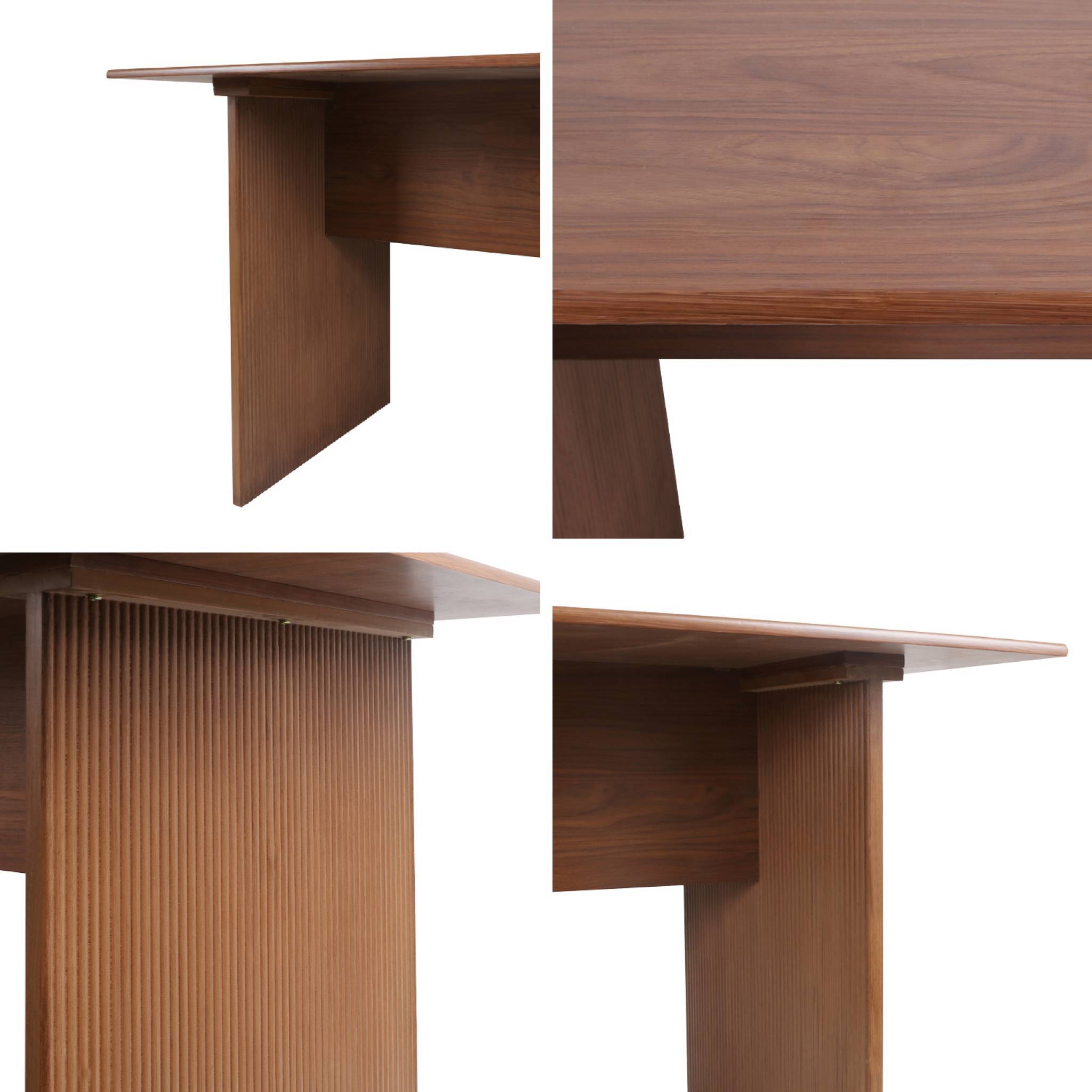Table à manger rectangulaire décor bois sculpté 4-6 places. 170cm. couleur noyer | sweeek - Image 5
