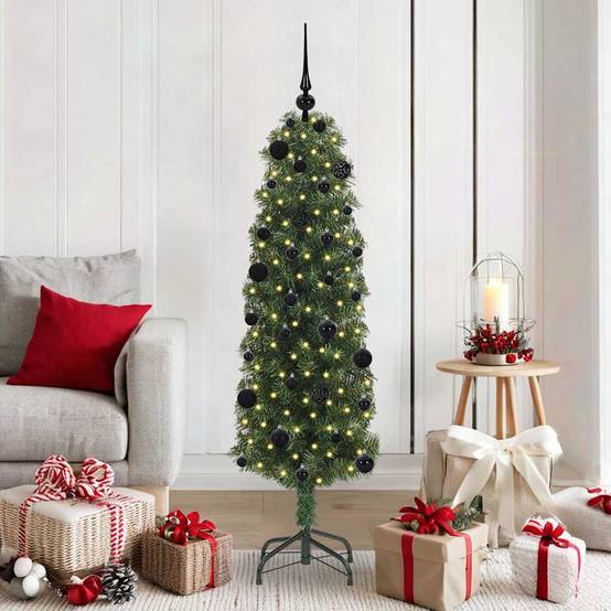 ComfortXL - Sapin de Noël Lumineux 150 cm avec 150 LED, 61 Boules et Cime inclus Rouge – ComfortXL Outdoor Living - Image 1