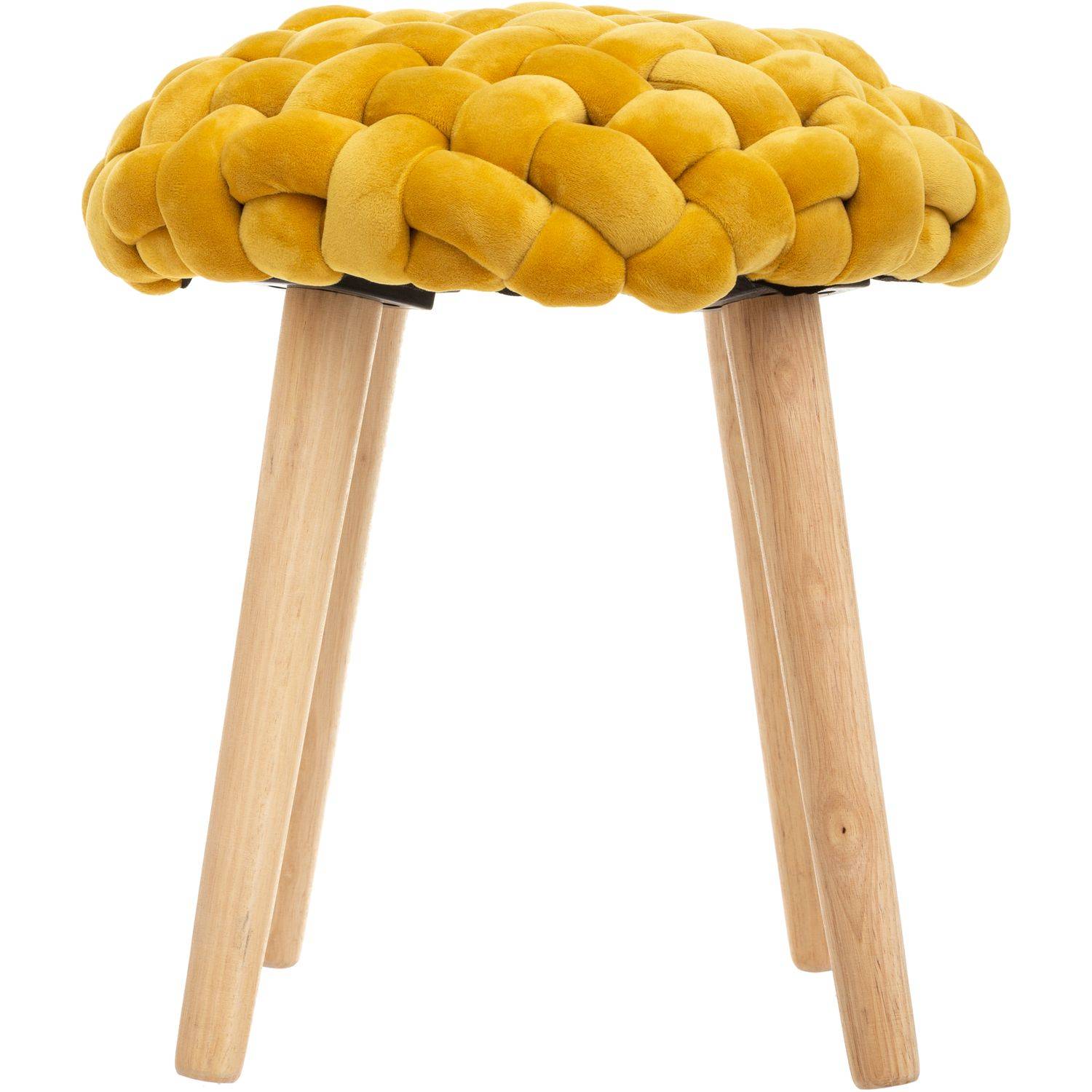 Atmosphera - Tabouret "Akemi" tricot jaune moutarde - Atmosphera Créateur d'intérieur - Imagen 2