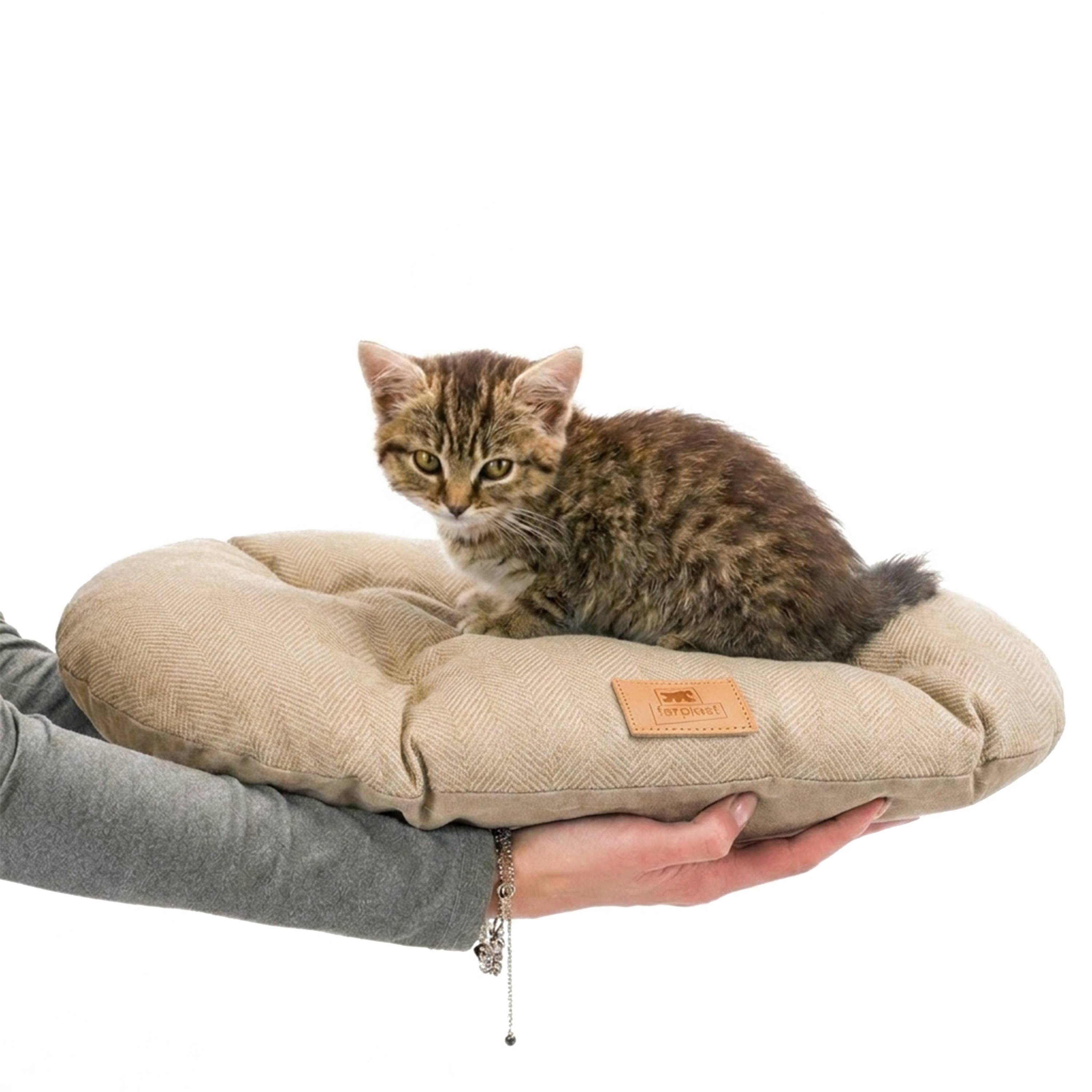 Ferplast - Coussin pour chiens et chats STUART 45/2, double-face, tweed, velours doux, lavable, Beige - Imagen 6