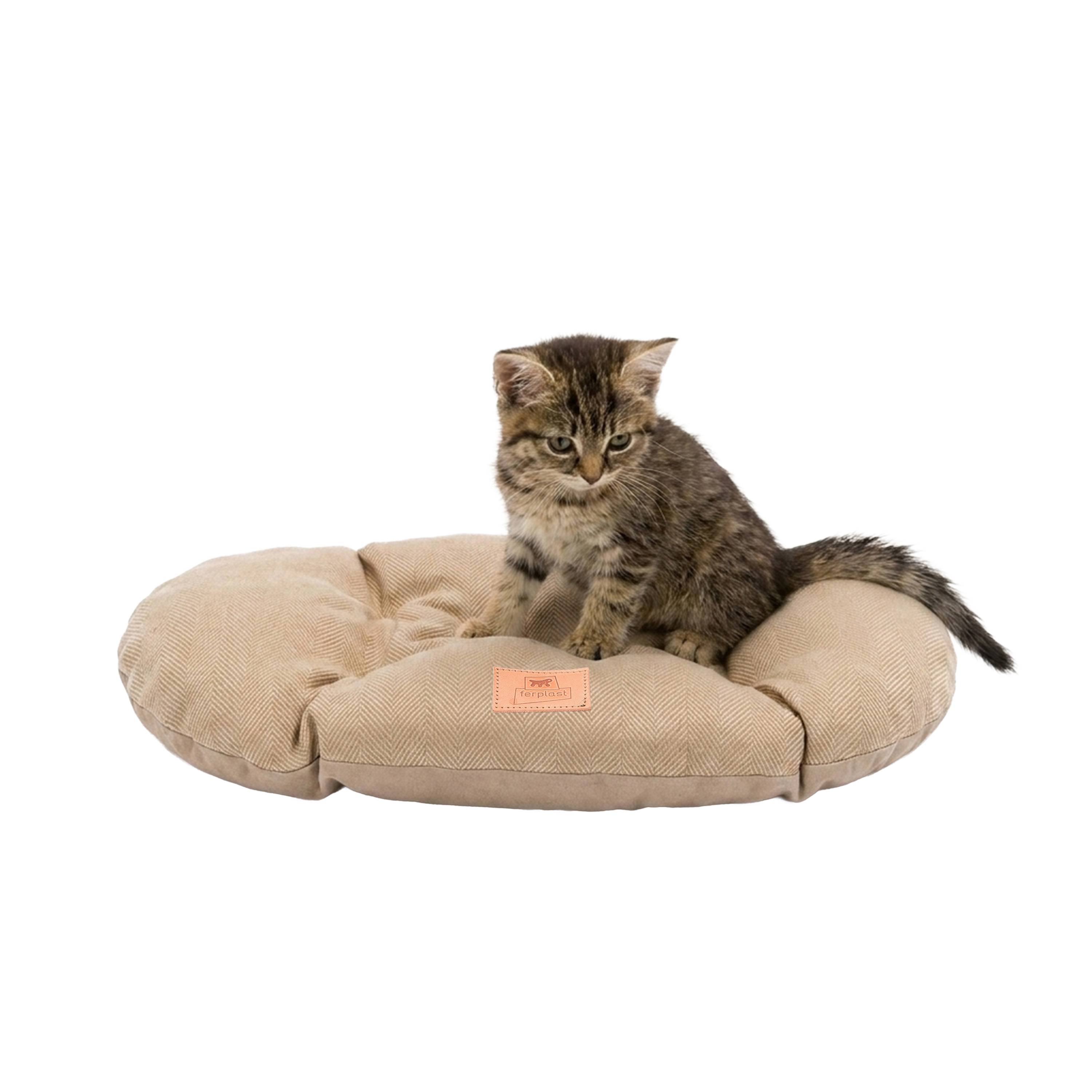 Ferplast - Coussin pour chiens et chats STUART 45/2, double-face, tweed, velours doux, lavable, Beige - Imagen 5