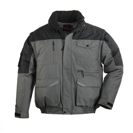 Blouson de travail 2en1 manches amovibles Coverguard Ripstop multipoches Gris / Noir L