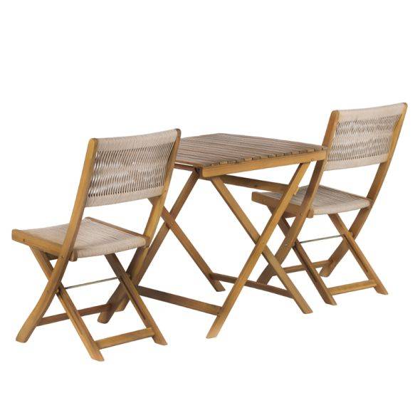 Beau Rivage - Ensemble repas BARI pliable 2 personnes bois et corde écru Beau Rivage - Imagen 8