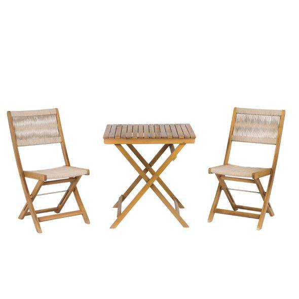 Beau Rivage - Ensemble repas BARI pliable 2 personnes bois et corde écru Beau Rivage - Imagen 1