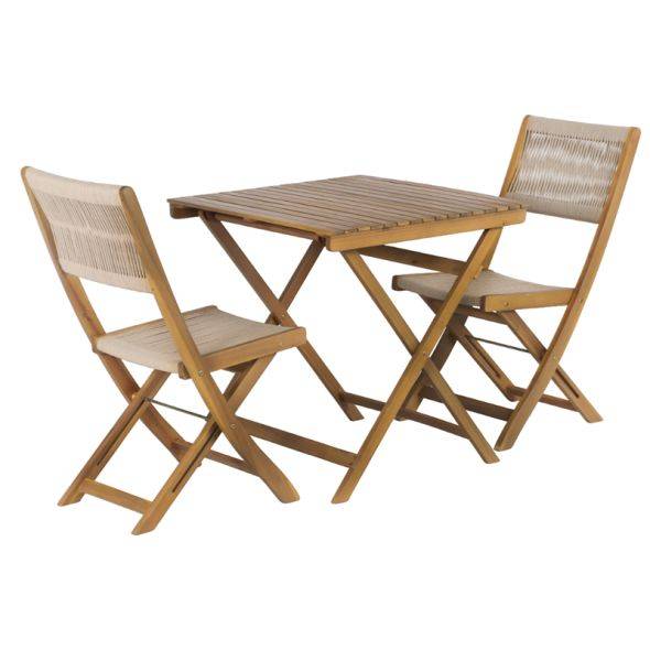 Beau Rivage - Ensemble repas BARI pliable 2 personnes bois et corde écru Beau Rivage - Imagen 6