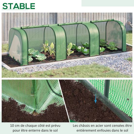 Mini Serre de Jardin Serre à tomates 3L x 1l x 0,8H m Acier PE Haute densité 140 g/m² Anti-UV 3 fenêtres Vert - Image 7