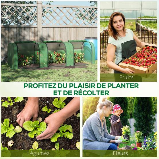 Mini Serre de Jardin Serre à tomates 3L x 1l x 0,8H m Acier PE Haute densité 140 g/m² Anti-UV 3 fenêtres Vert - Image 9