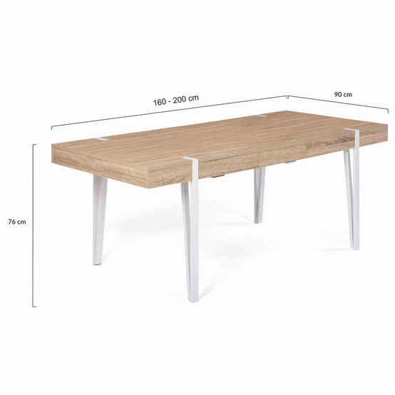 Table à manger extensible rectangle AUSTRIA 6-10 personnes bois pied épingle blanc 160-200 cm - Image 5