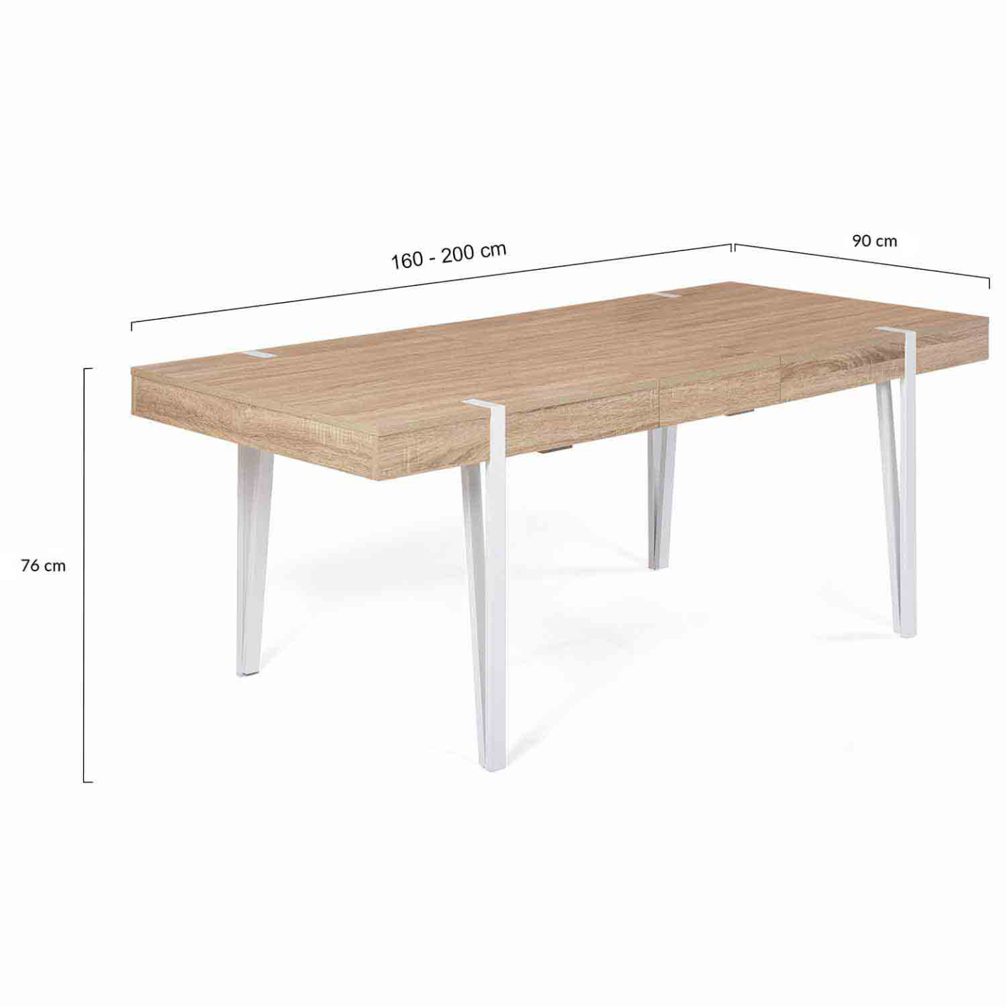 Table à manger extensible rectangle AUSTRIA 6-10 personnes bois pied épingle blanc 160-200 cm - Image 5