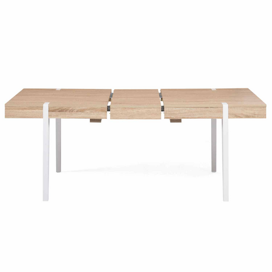 Table à manger extensible rectangle AUSTRIA 6-10 personnes bois pied épingle blanc 160-200 cm - Image 3