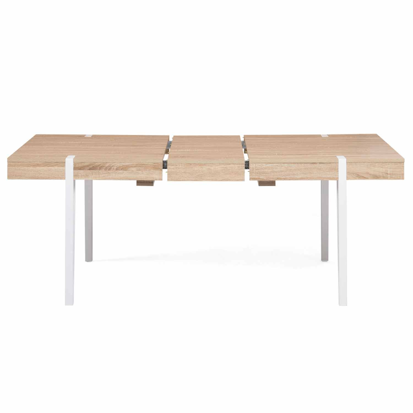 Table à manger extensible rectangle AUSTRIA 6-10 personnes bois pied épingle blanc 160-200 cm - Image 3